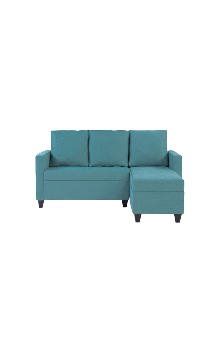 neudot Saya LHS Sectional Sofa for Living Room |4 Person Sofa| Premium Fabric with Cushioned Armrest | 12 Months Warranty| Solid Wood Frame| 4 Seater in Saya Teal Color DIY(Do-It-Yourself)