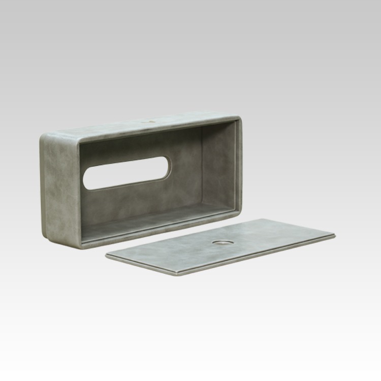 Tissue Box Holder for Home and Office in Premium Faux Leather | Size: 9.5 x 4.5 x 2.5(H) Inches | Moderno | Grey
