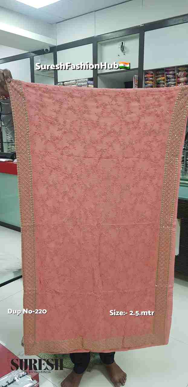 Gajri Jal Floral Embroidered Dupatta with Sequin Zari Border-220