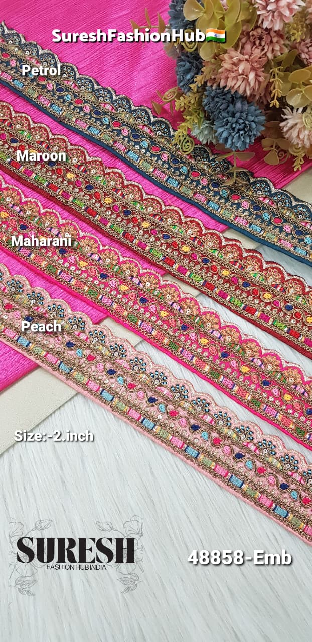 Maharani Royal Scallop Dori Embroidery Lace – 48858-Emb