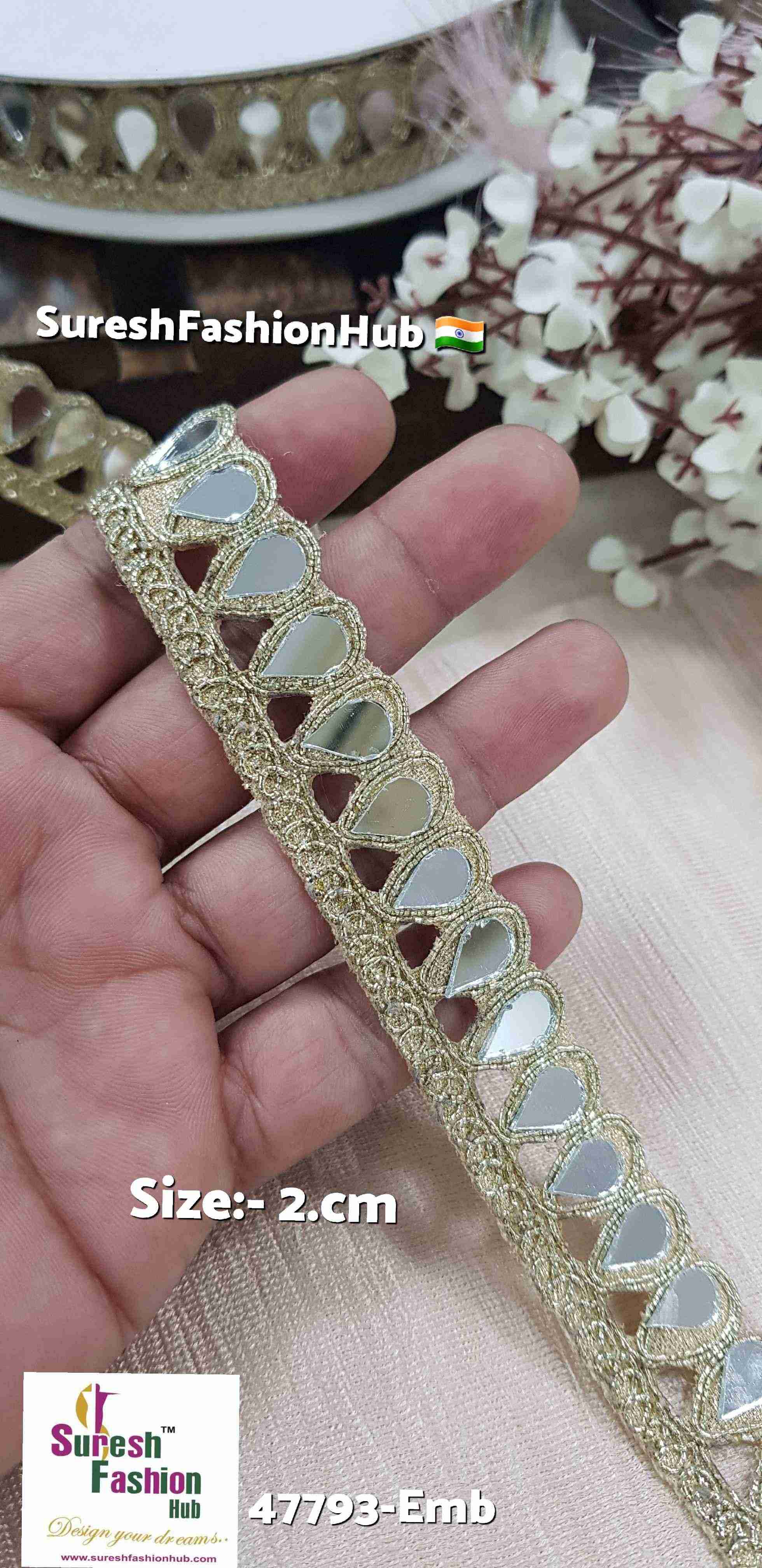 Light Gold Drop Mirror Cutwork Lace