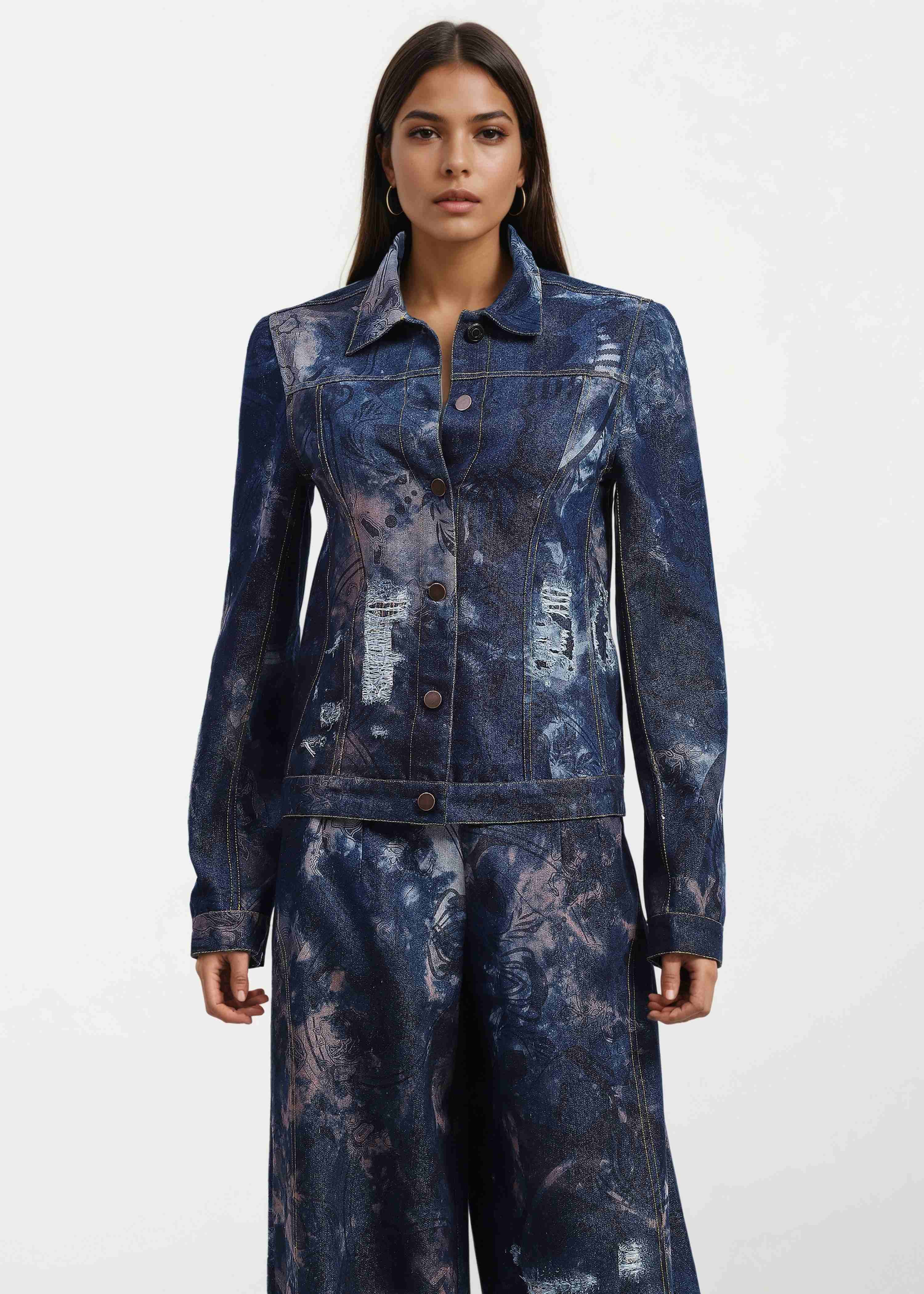 AKOK Blue Cotton Jacket & Pant Co-ords