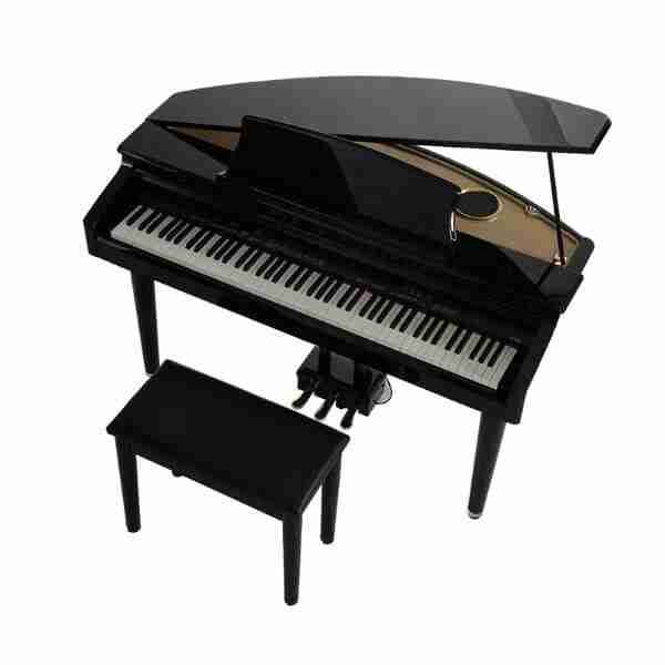 Yorx G3 Digital Grand Piano with 88 Hammer Action Keys and Bench, Black