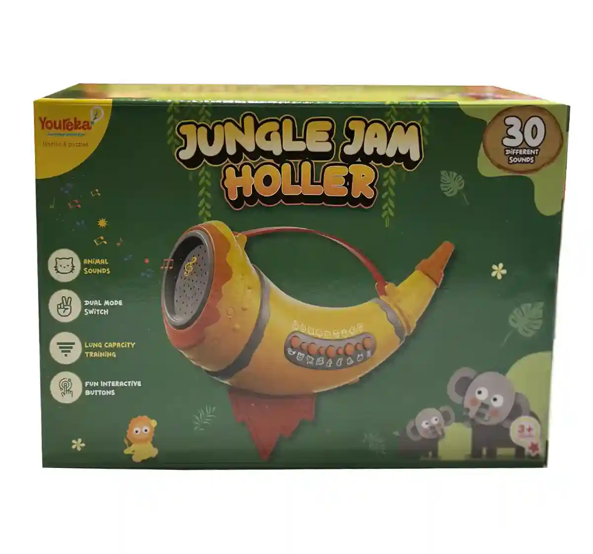 Youreka Jungle Jam Holler Animal Sound Trumpet Musical Toy, 3Y+