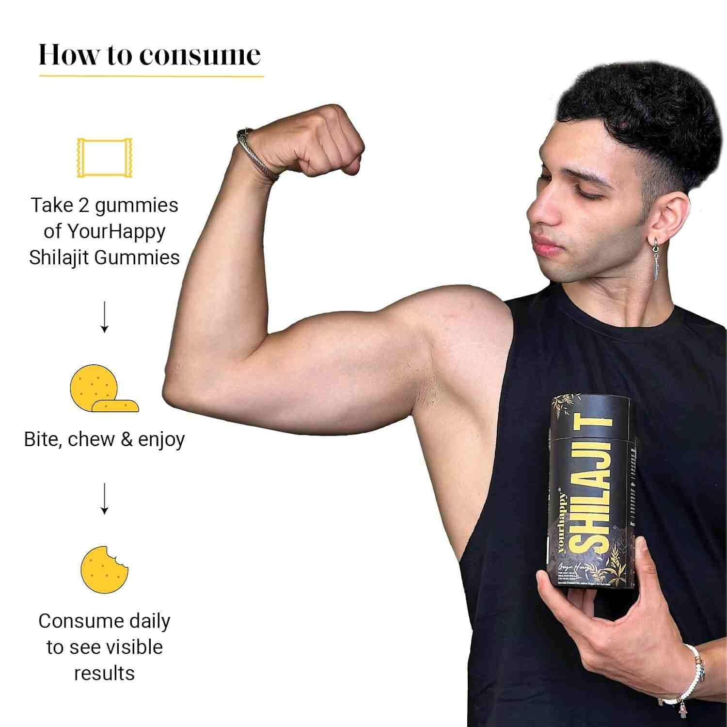 YourHappyLife | Pure Himalayan Shilajit Gummies | Pack of 1 | 60 Gummies