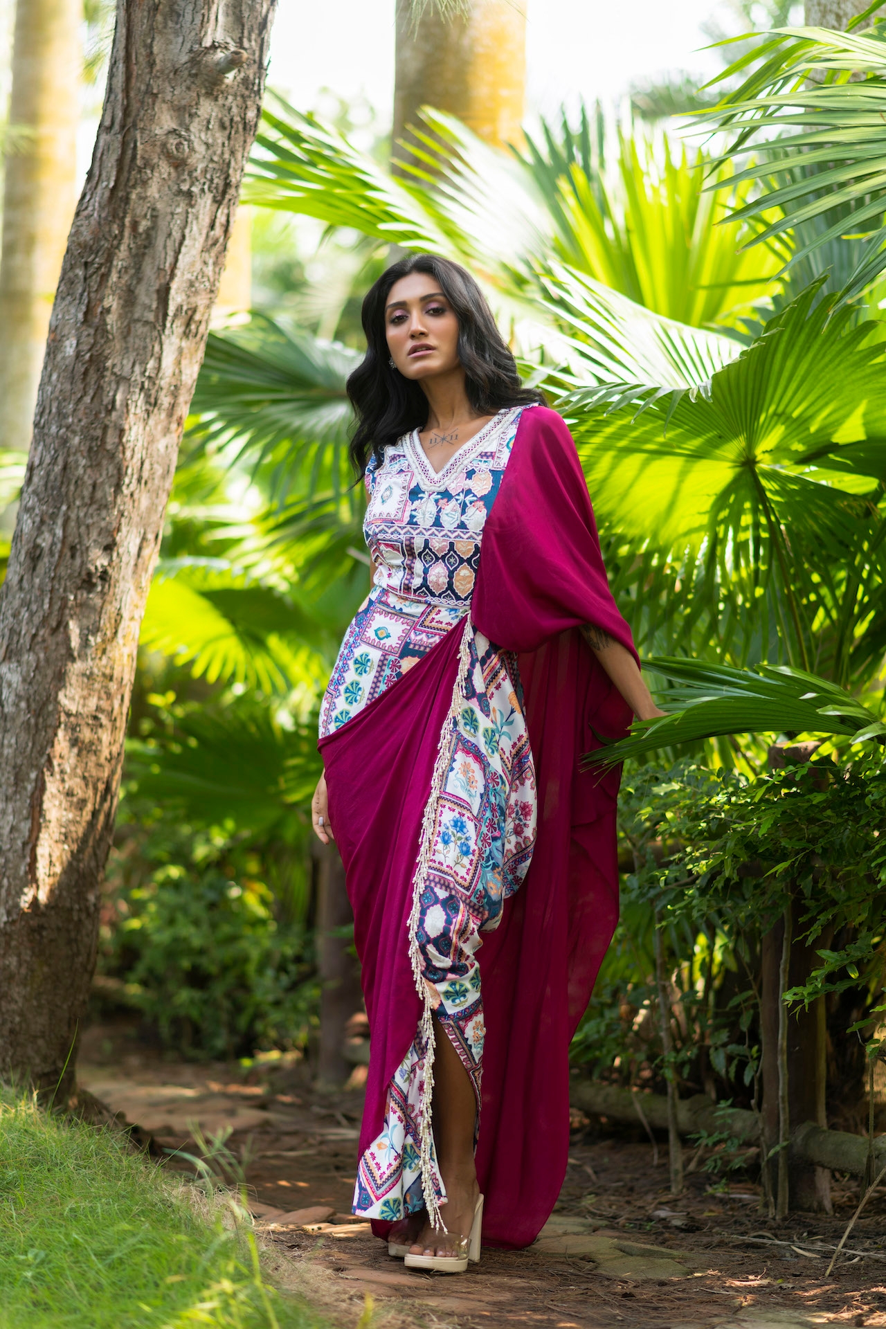 Buy Dipali Sadi Malsin Silk Dress with Dupatta Digital Print (Green, L) at  Amazon.in