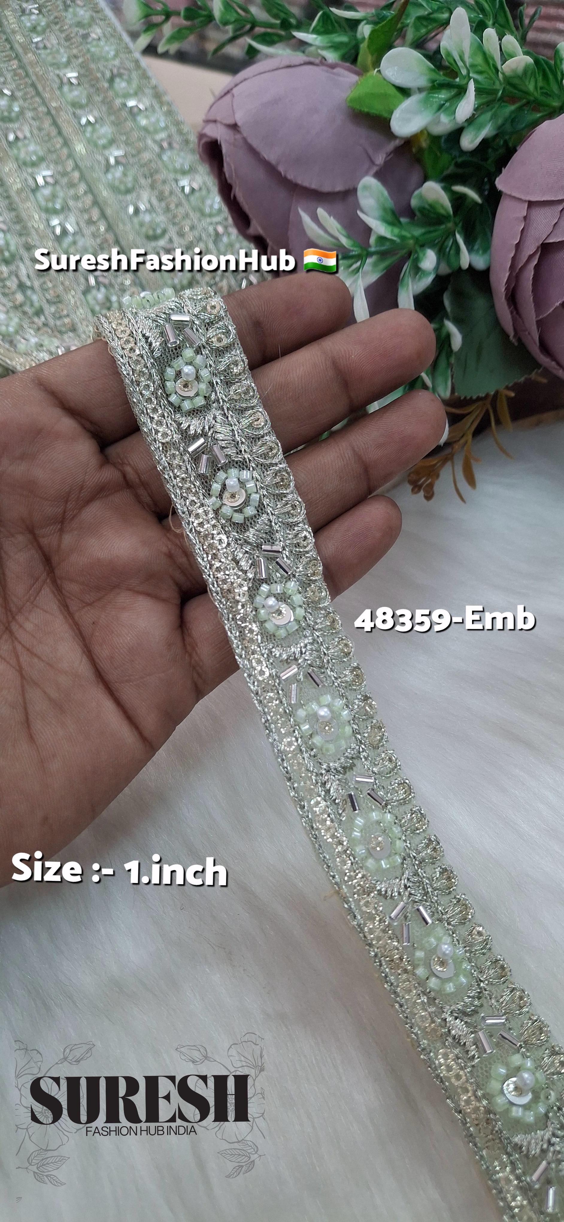 Beaded Floral Charm Net Embroidered Lace