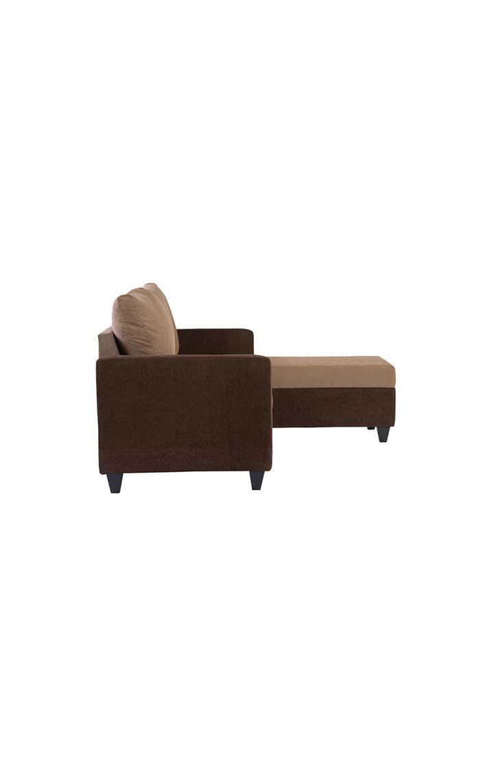 neudot Saya LHS Sectional Sofa for Living Room |4 Person Sofa| Premium Fabric with Cushioned Armrest | 12 Months Warranty| Solid Wood Frame| 4 Seater in Saya Duo Brown Color DIY(Do-It-Yourself)