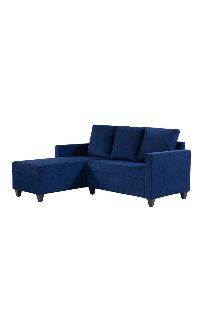 neudot Saya RHS Sectional Sofa for Living Room |4 Person Sofa| Premium Fabric with Cushioned Armrest | 12 Months Warranty| Solid Wood Frame| 4 Seater in Saya Blue Color DIY(Do-It-Yourself)