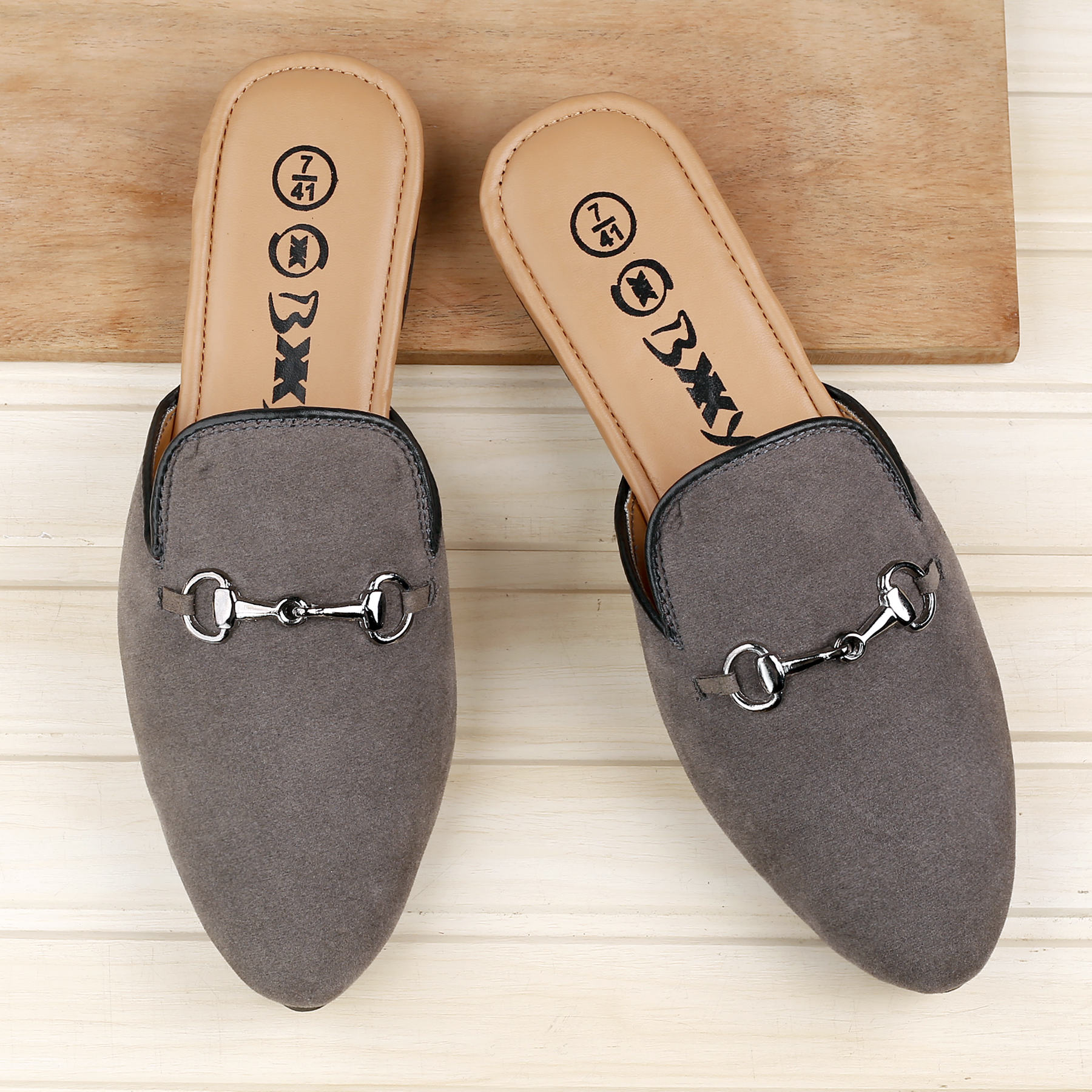 Yuvrato Baxi Men's Grey Synthetic Material Slip-on, Mules and Loafers