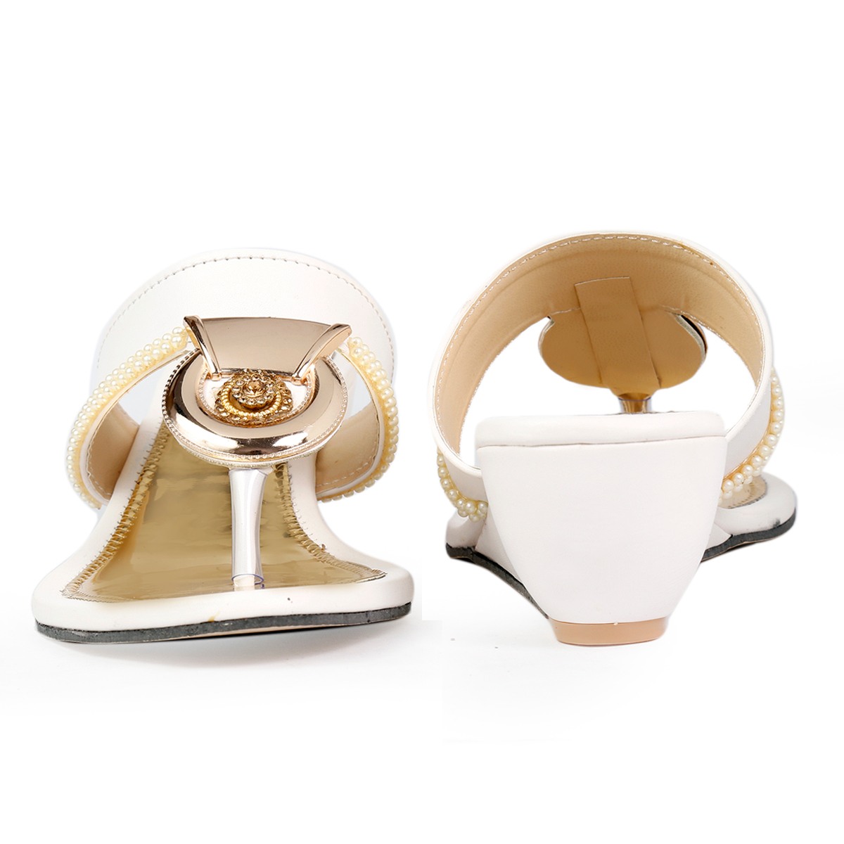 Yuvrato Baxi White Stylish Fashionable Heels & Wedges for Women's and Girls Slippers