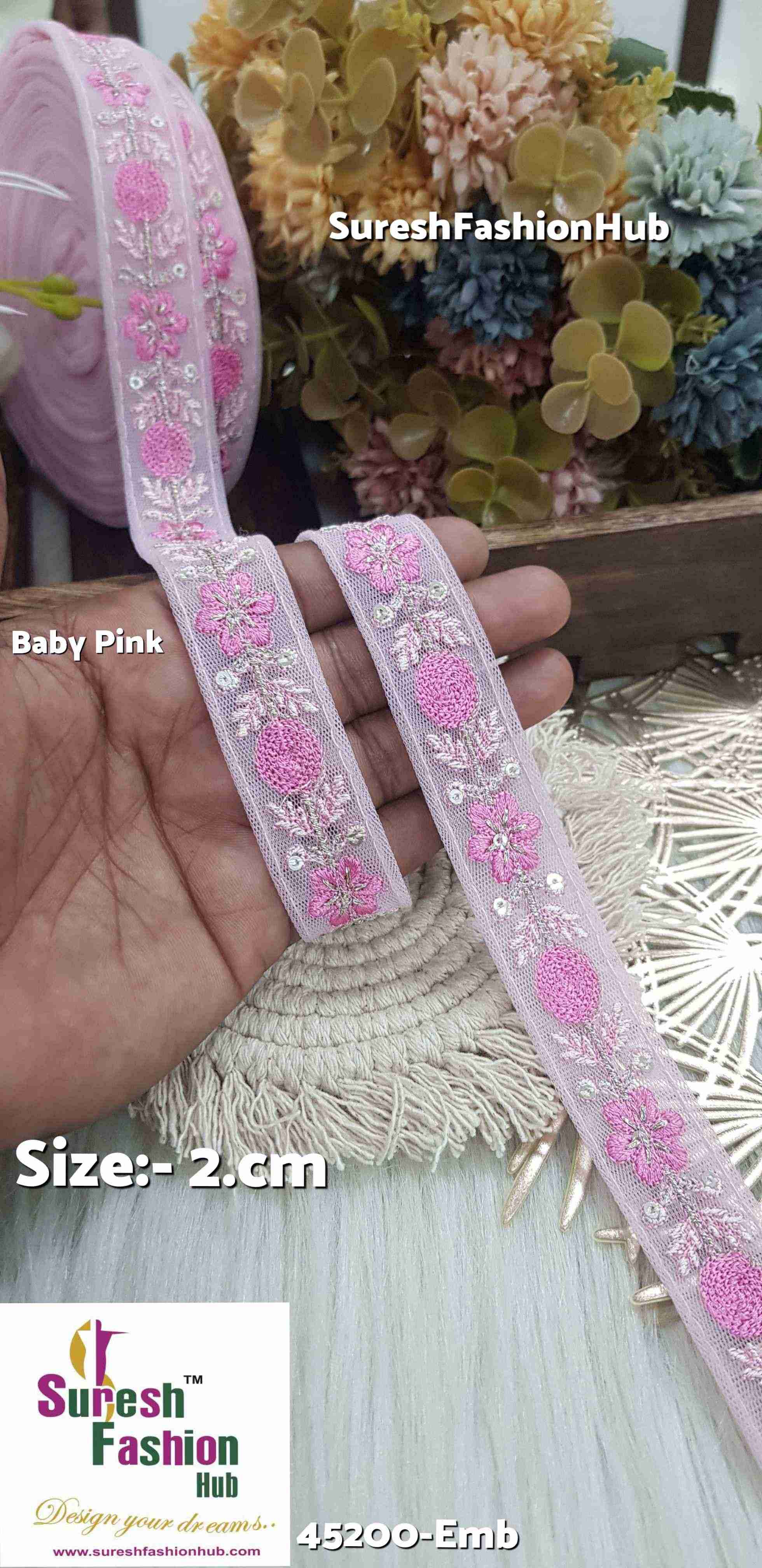 Pink Sequin Embroidered Lace Eb1102