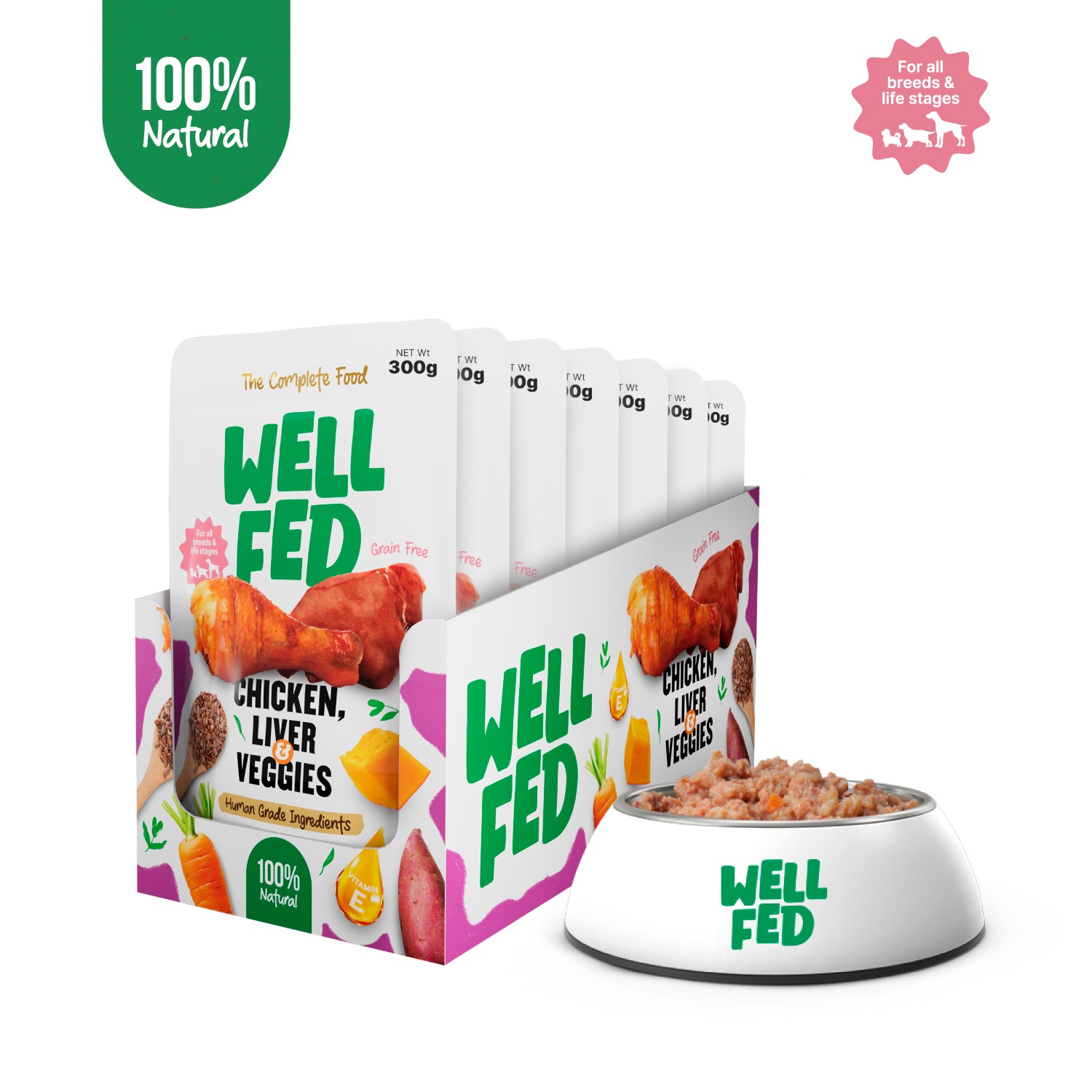 Well Fed Chicken Liver & Veggies Wet Dog Food 300 g