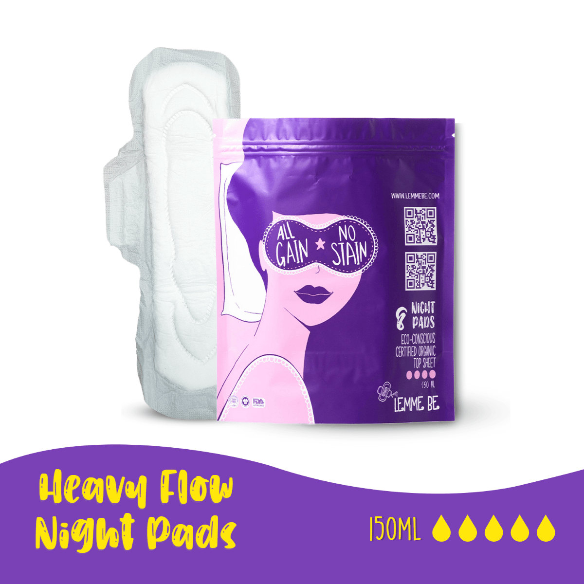 Lemme Be Night Sanitary Pads- 20 pieces at Rs 249/pack