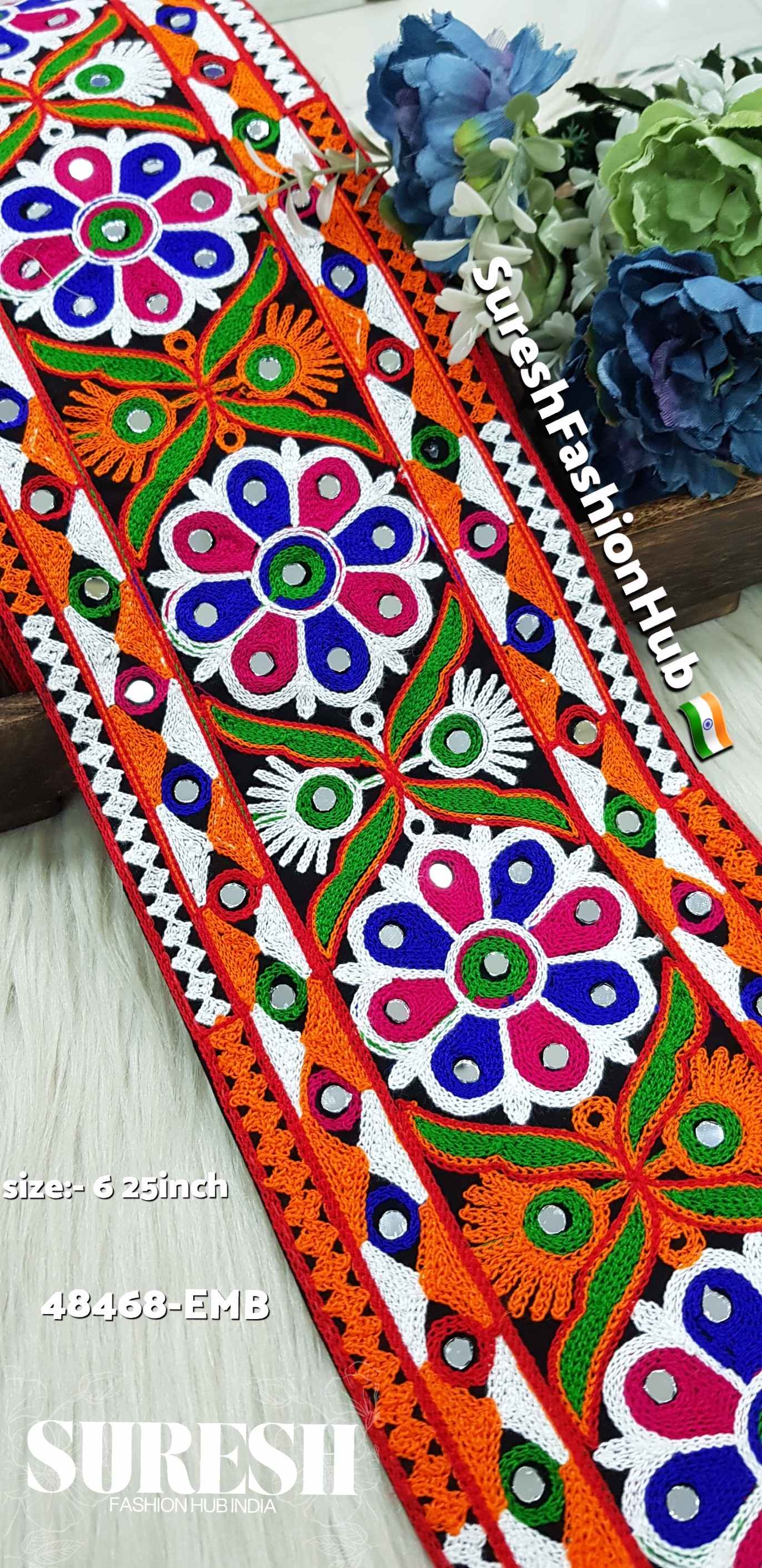 Navratri Special Aari Floral Mirror Embroidery Lace