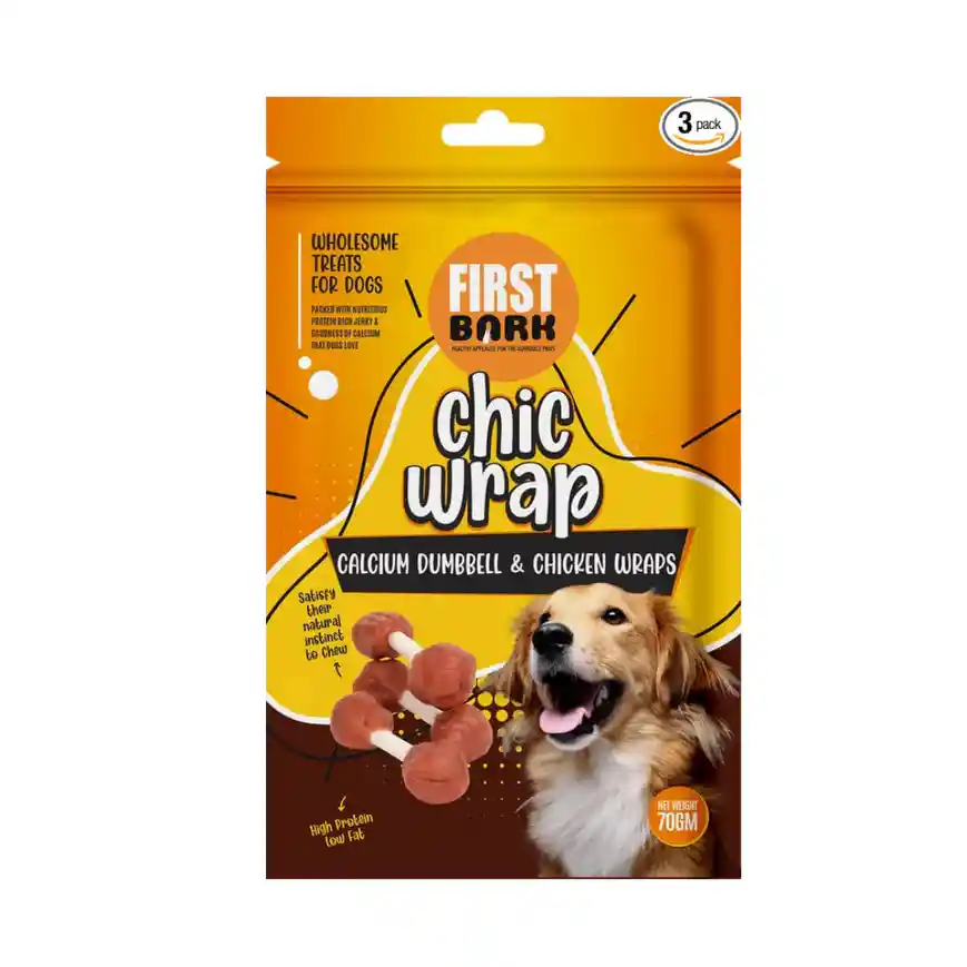 First Bark Chic Wrap Calcium Dumbbell & Chicken Wraps Flavour 70g