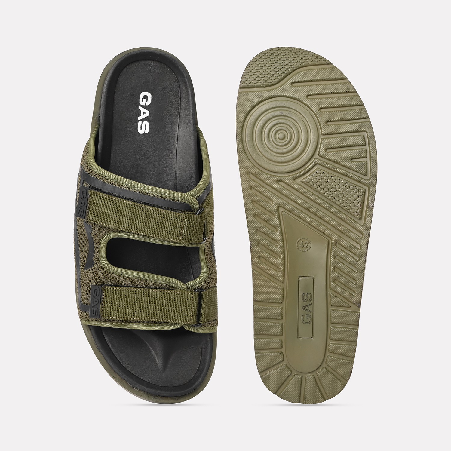 GAS | Men's StrapGrid Olive Sandals|4