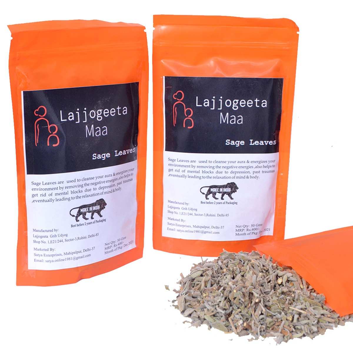 Maa Indian White Sage Loose Leafs 100 gm, Pure Natural herb for smudging, no Charcoal.(Pack oF-2)