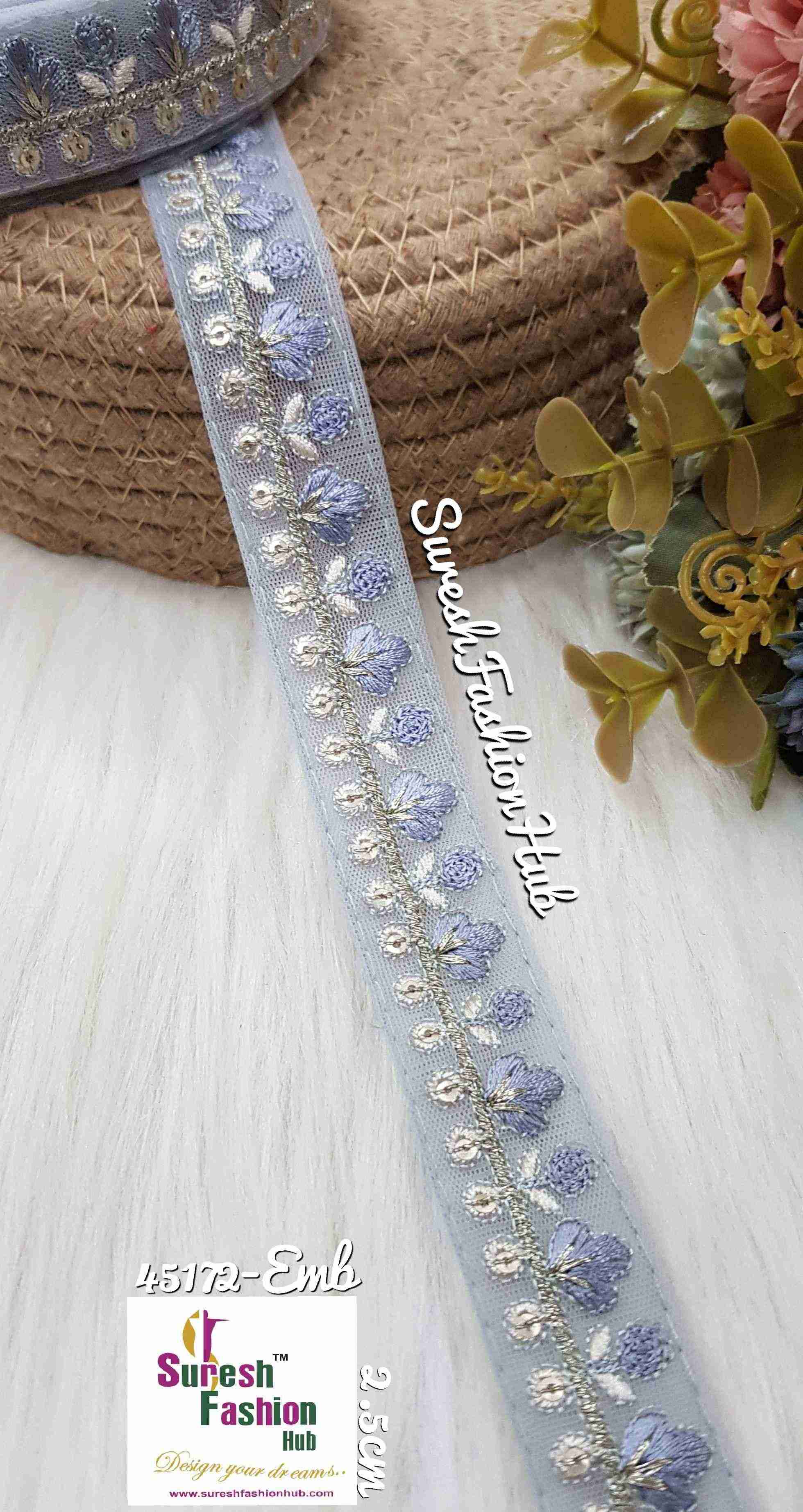  Radiant Pastel Blue Threaded Designer Trim