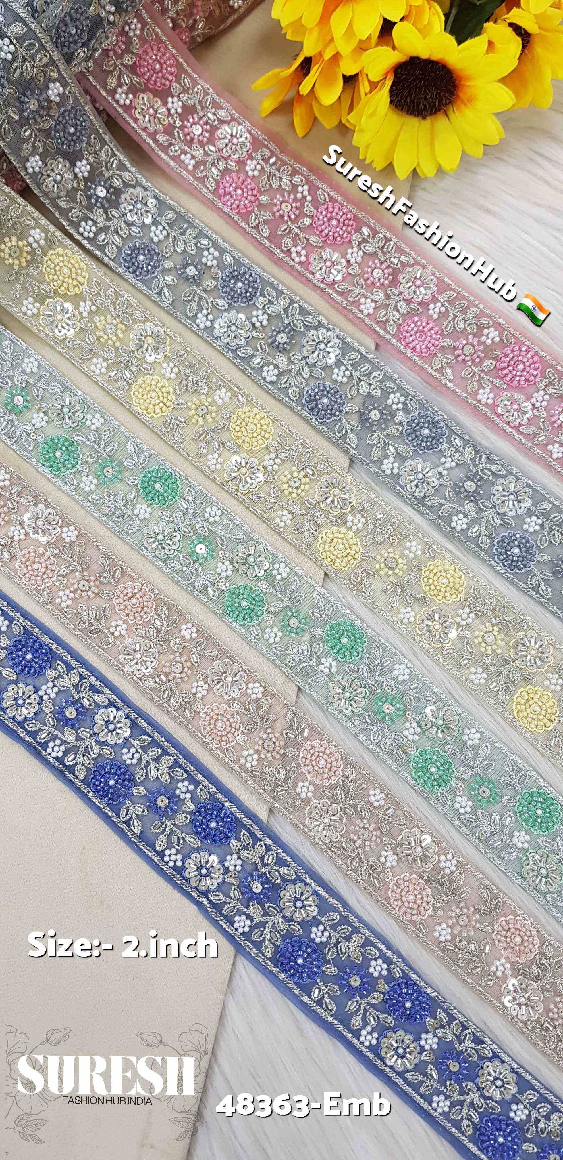 Beaded Floral Net Embroidered Lace