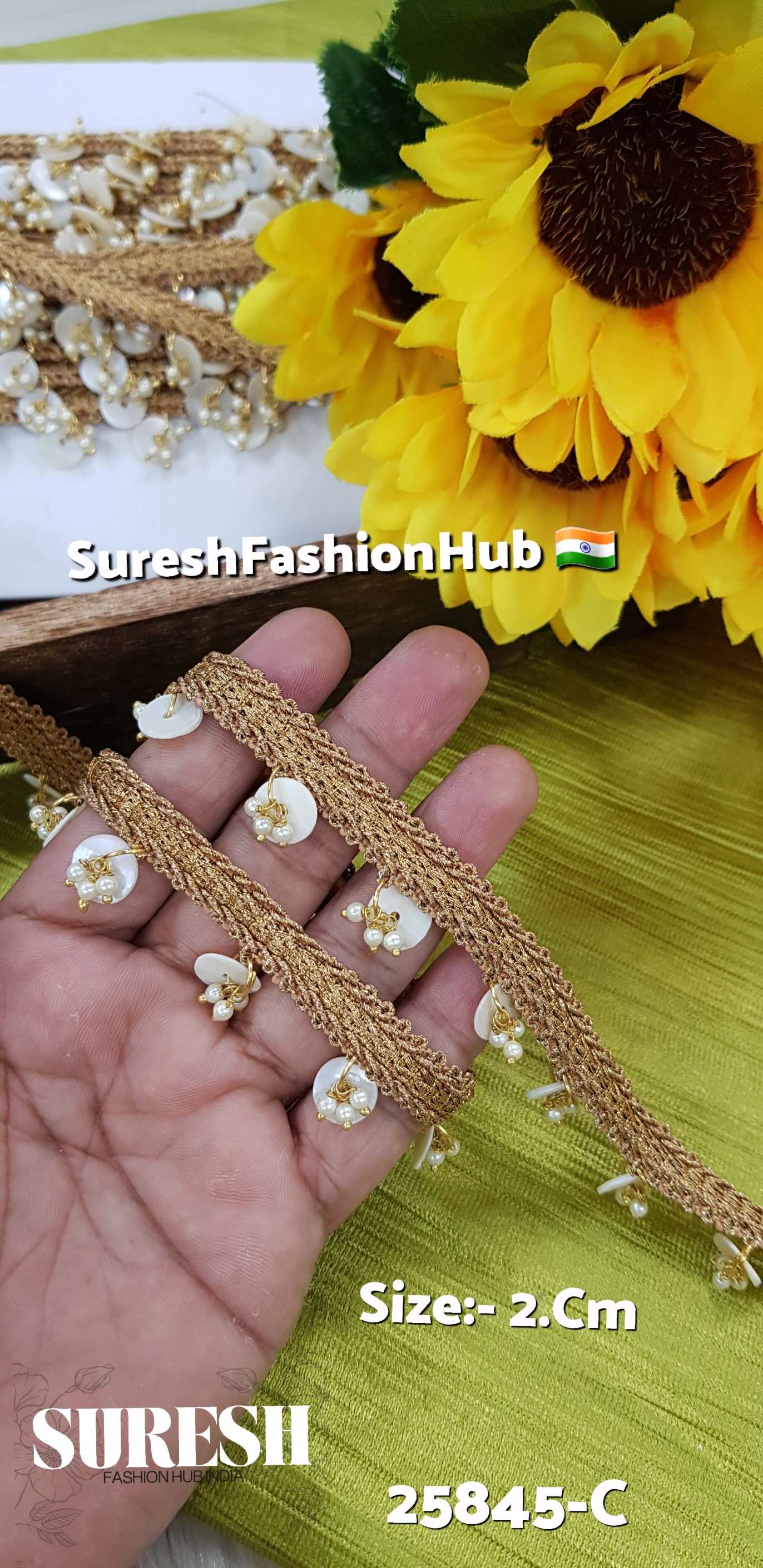 Gold Beaded Hanging Lace