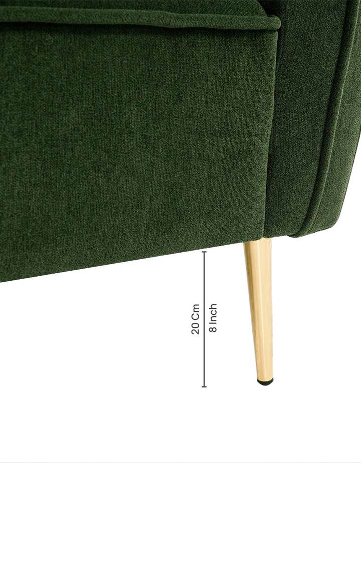 neudot Diva LHS Sofa Chaise Lounger with Golden Legs for Living Room|Bedroom|2 Person Sofa|Diwan|Premium Fabric | Solid Wood Frame|2 Seater (Colour : Emerald Green (DIY))