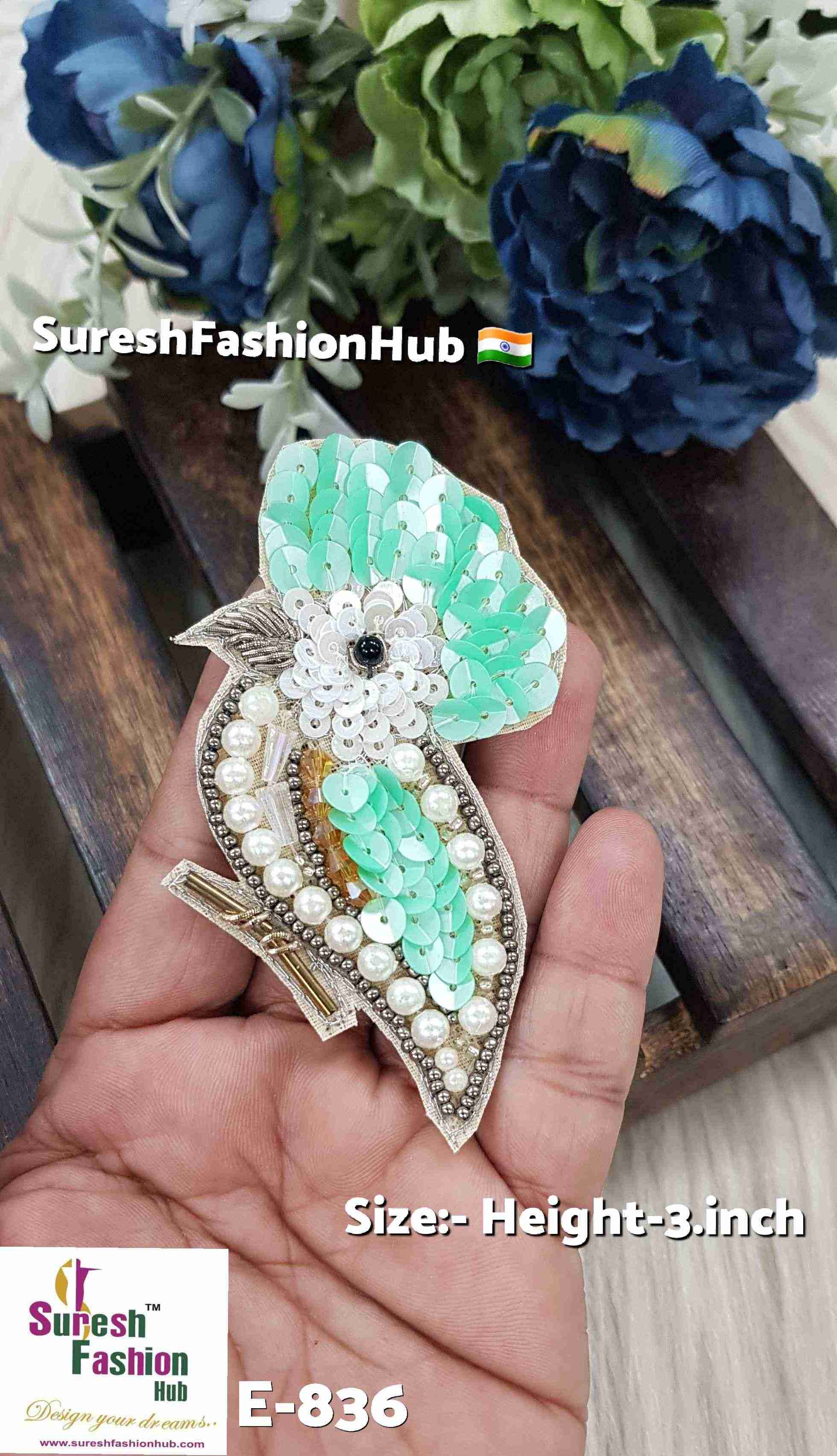 Sea Green Perched Bird Right Patch