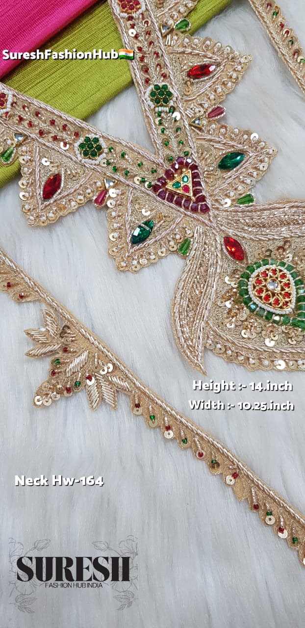 Gold Royal Handmade Zardosi Meenakari Necklace Neck – HW Neck 164