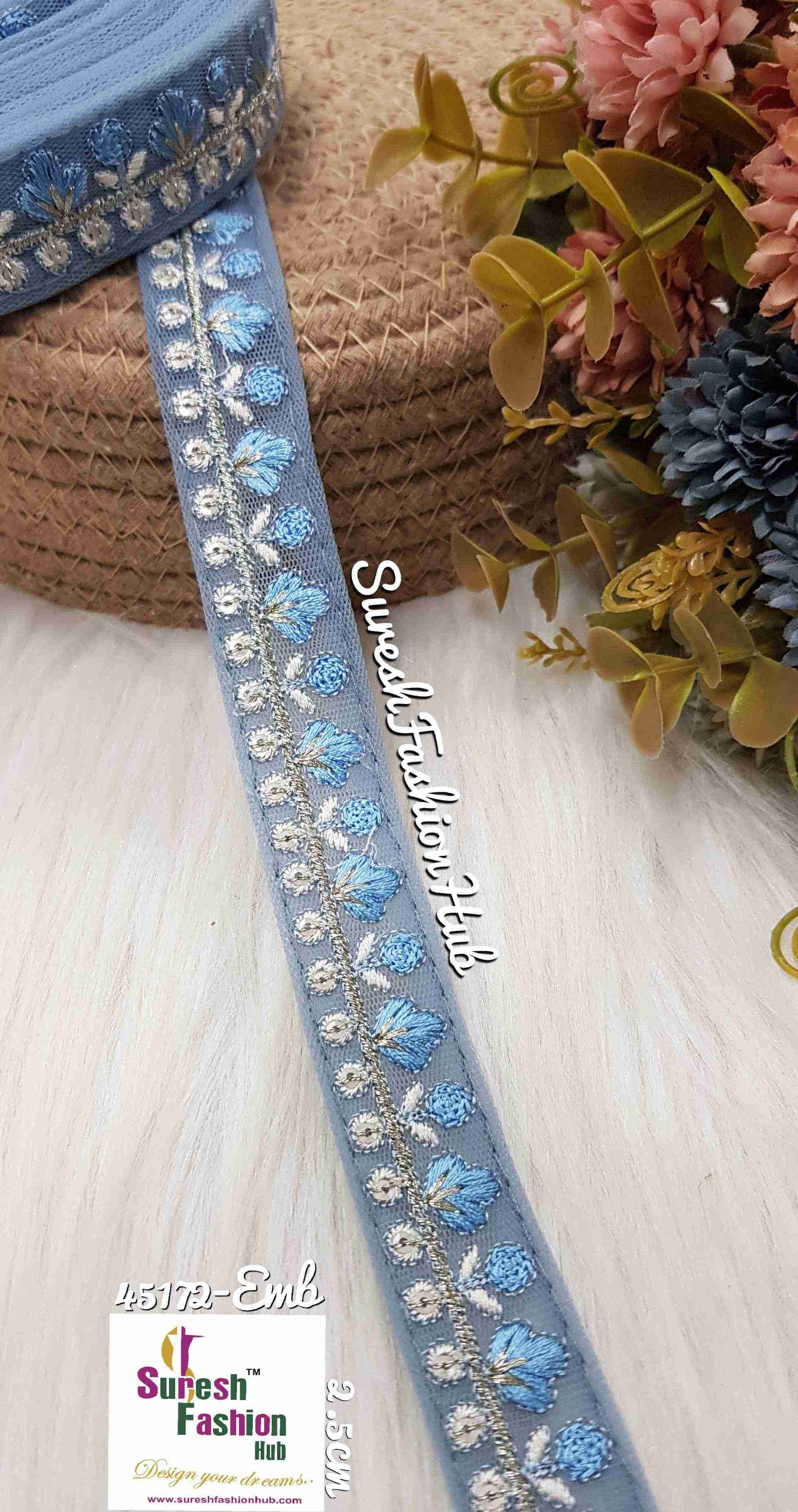 Radiant Sky Blue ThreadedDesigner Trim