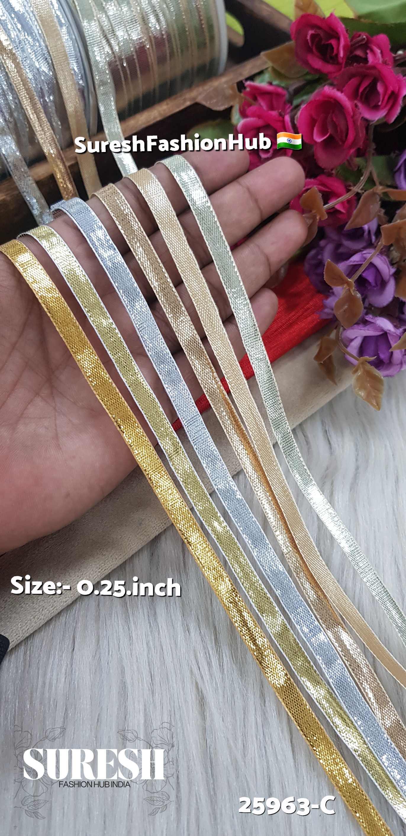 25963-C Pearl Plain Gota Patti Lace – 0.25 inch