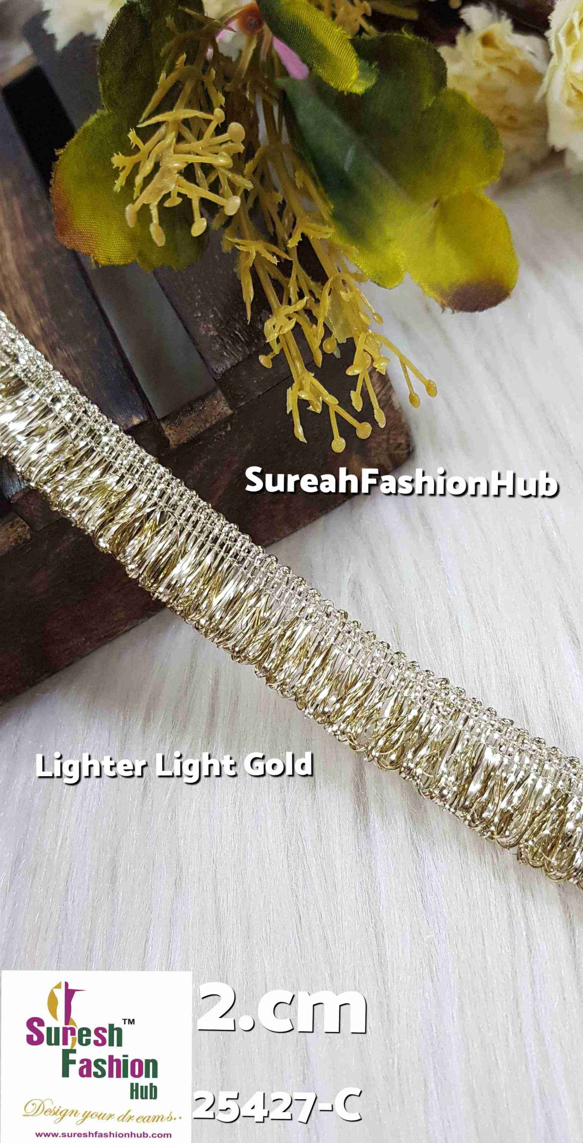 *Lighter Light Gold Badla Fringe Lace*0.50-Inch