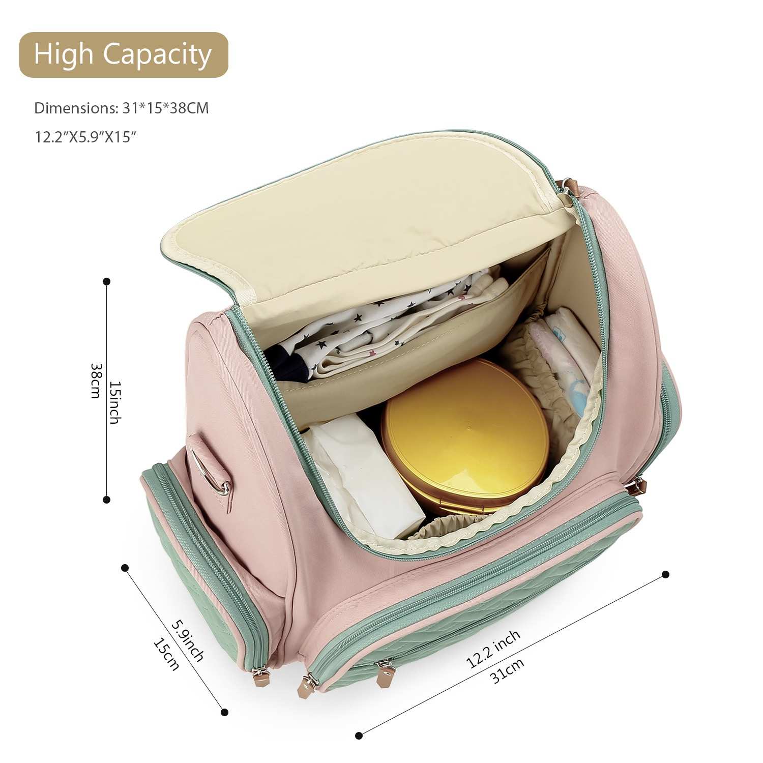 Blush and Breeze Quilted Diaper Bag