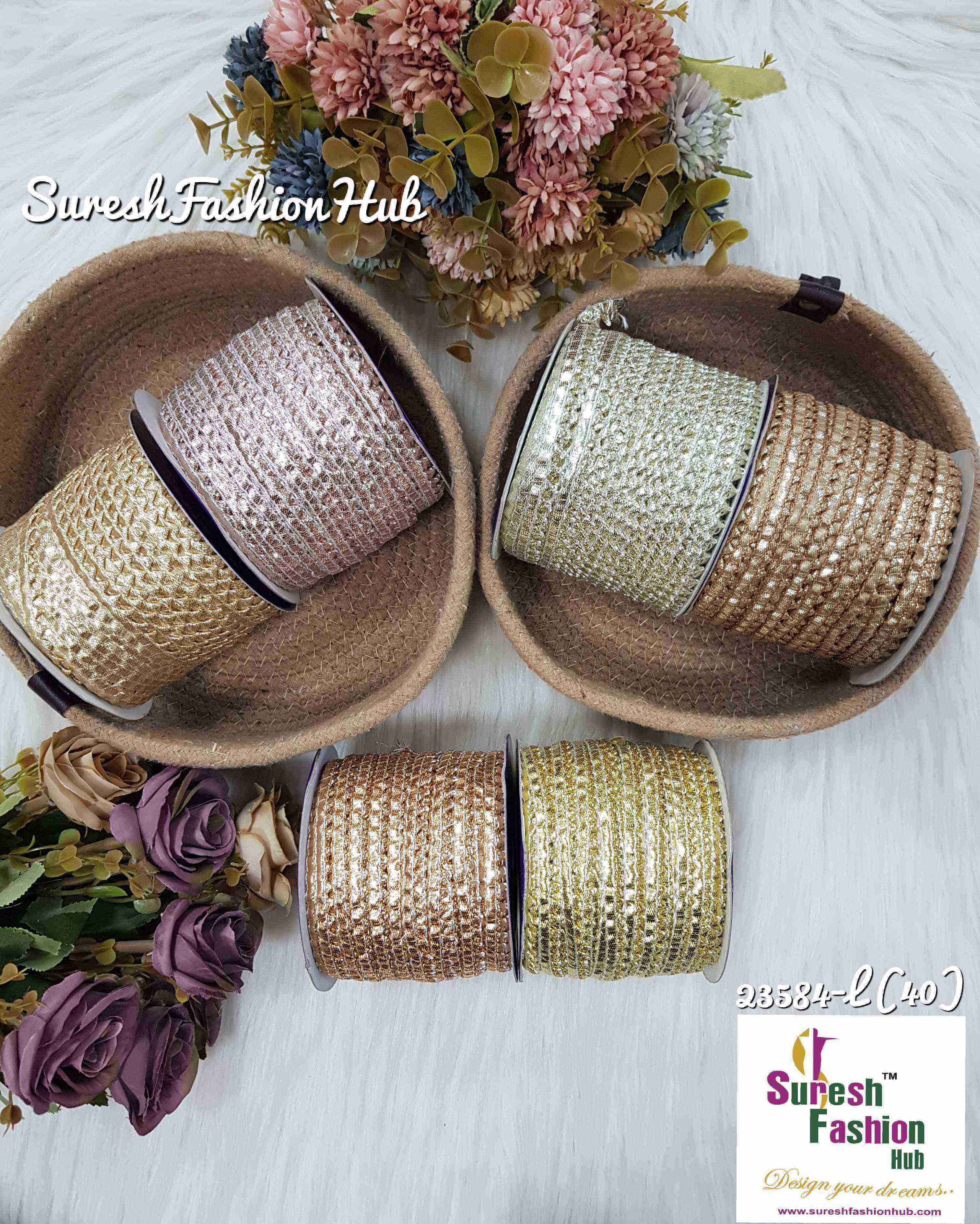 Light Rose Gold Radiant Triangle Gota Borders