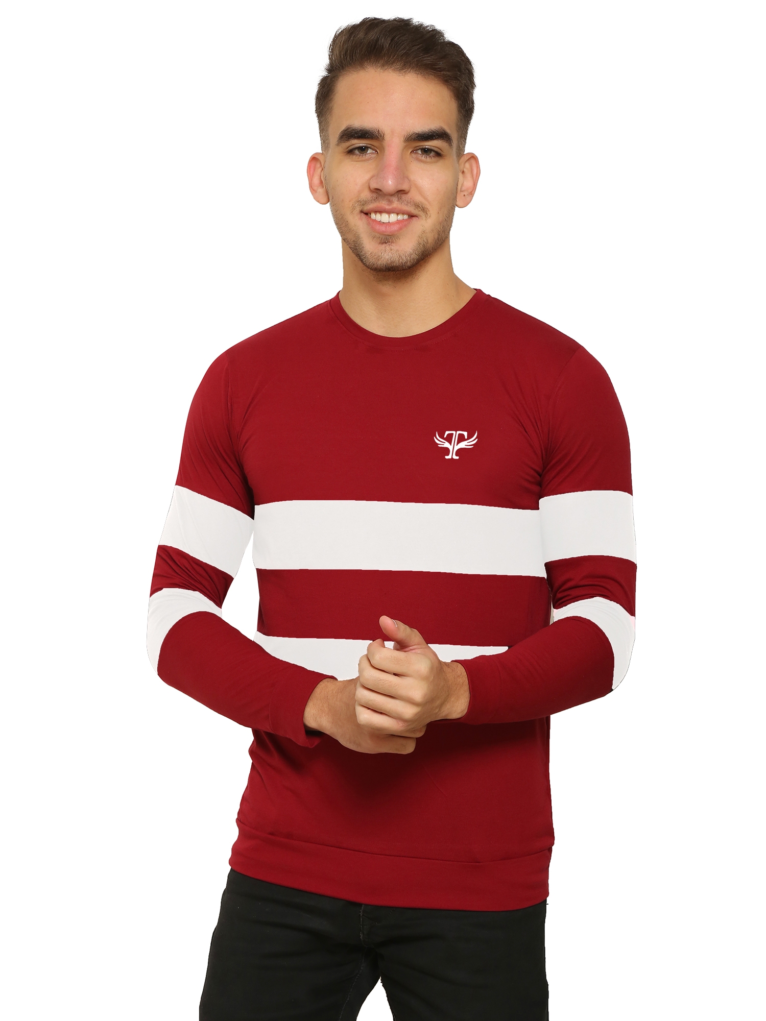 HEATHEX | Men's Chest Panel Regular Full Sleeve Fit Red T-Shirt 0