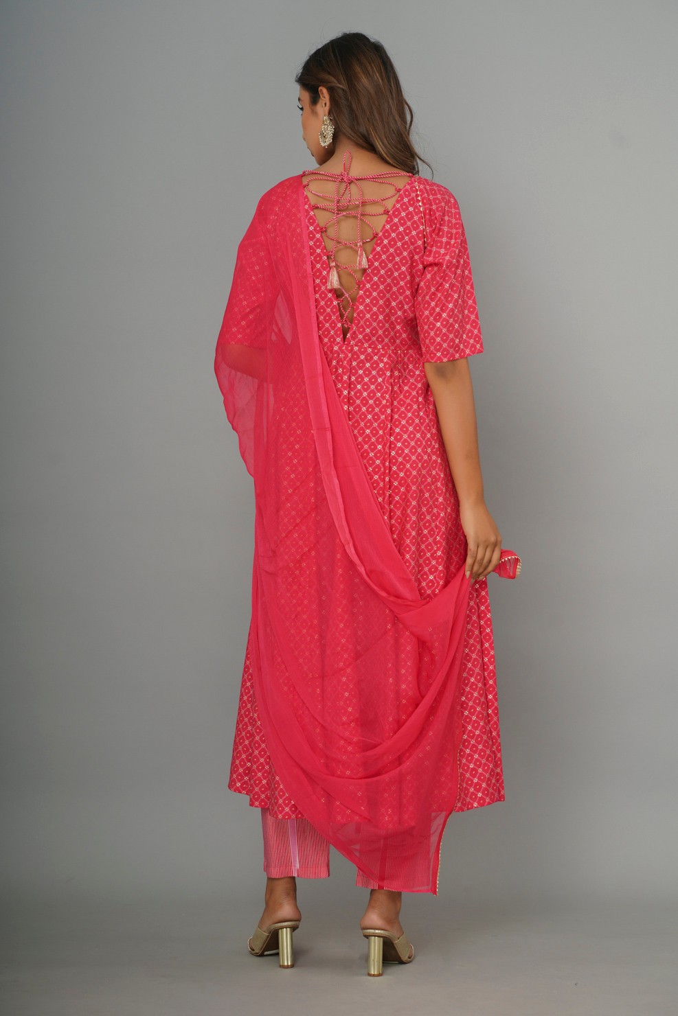 Pink Ethnic Motif Kurta Set With Dupatta