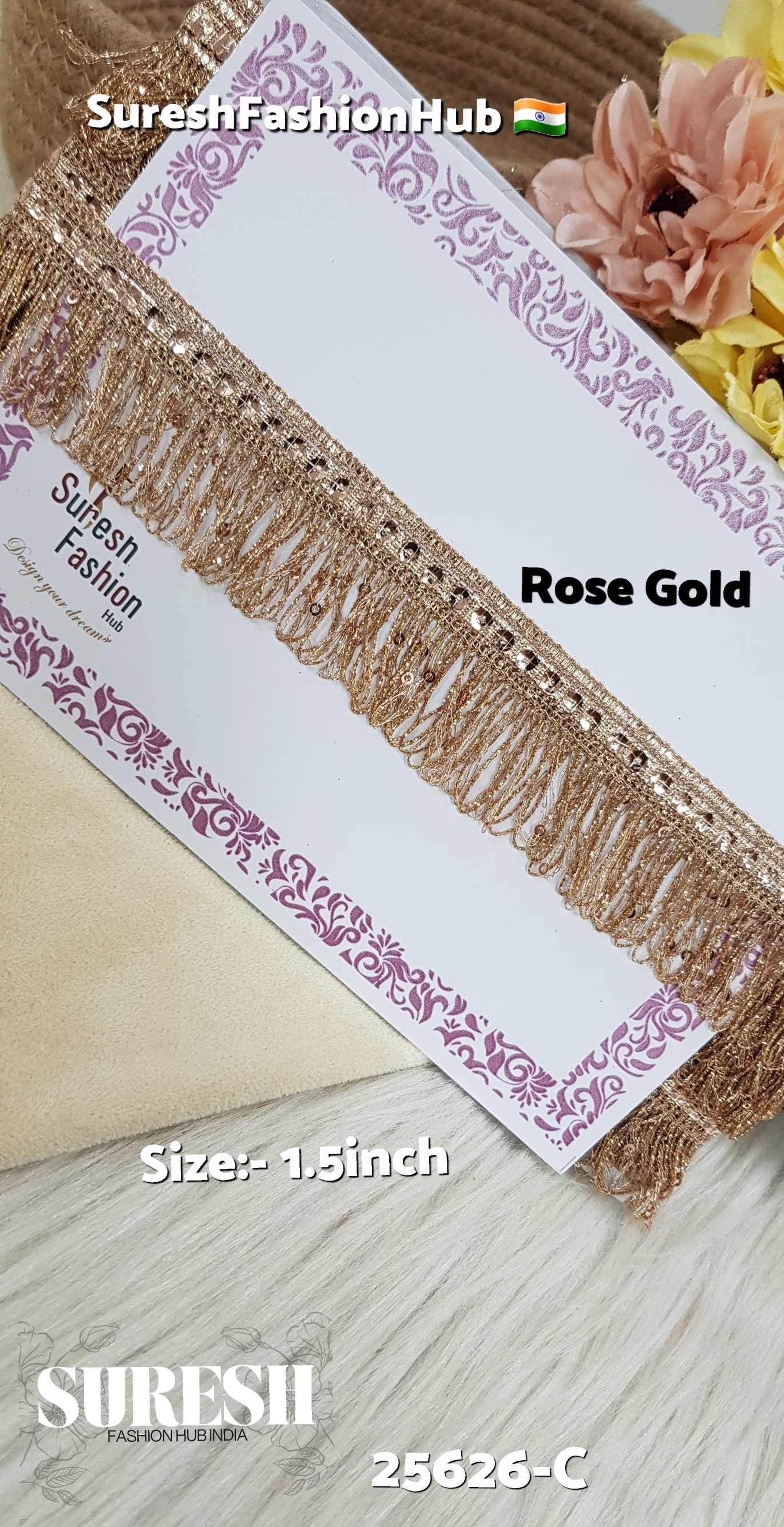 Rose Gold Zari Sequin Fringe Lace