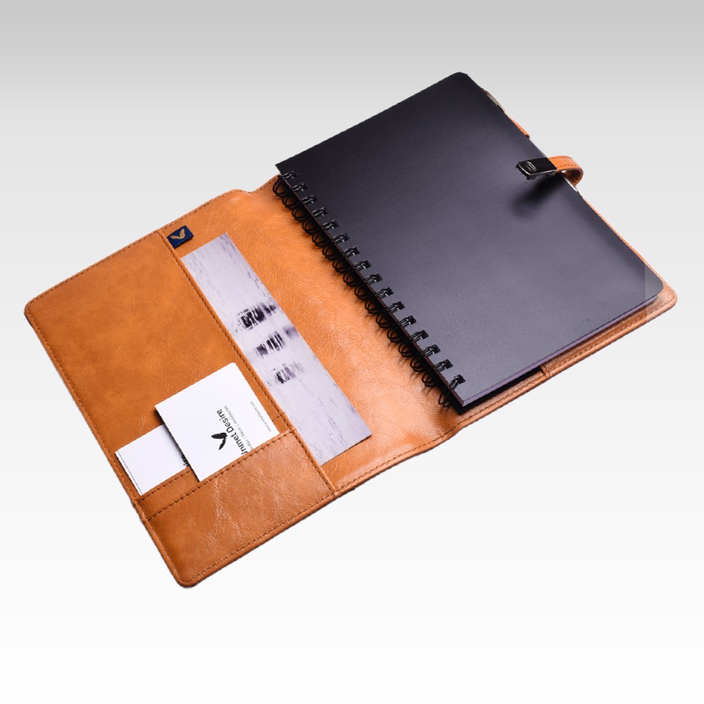 A5 Personal Organizer | Fits Any A5 Size Spiral Notebook | Magnetic Strap Closure | Two Small and One Large Inside Pocket | Mochino Series | Camel
