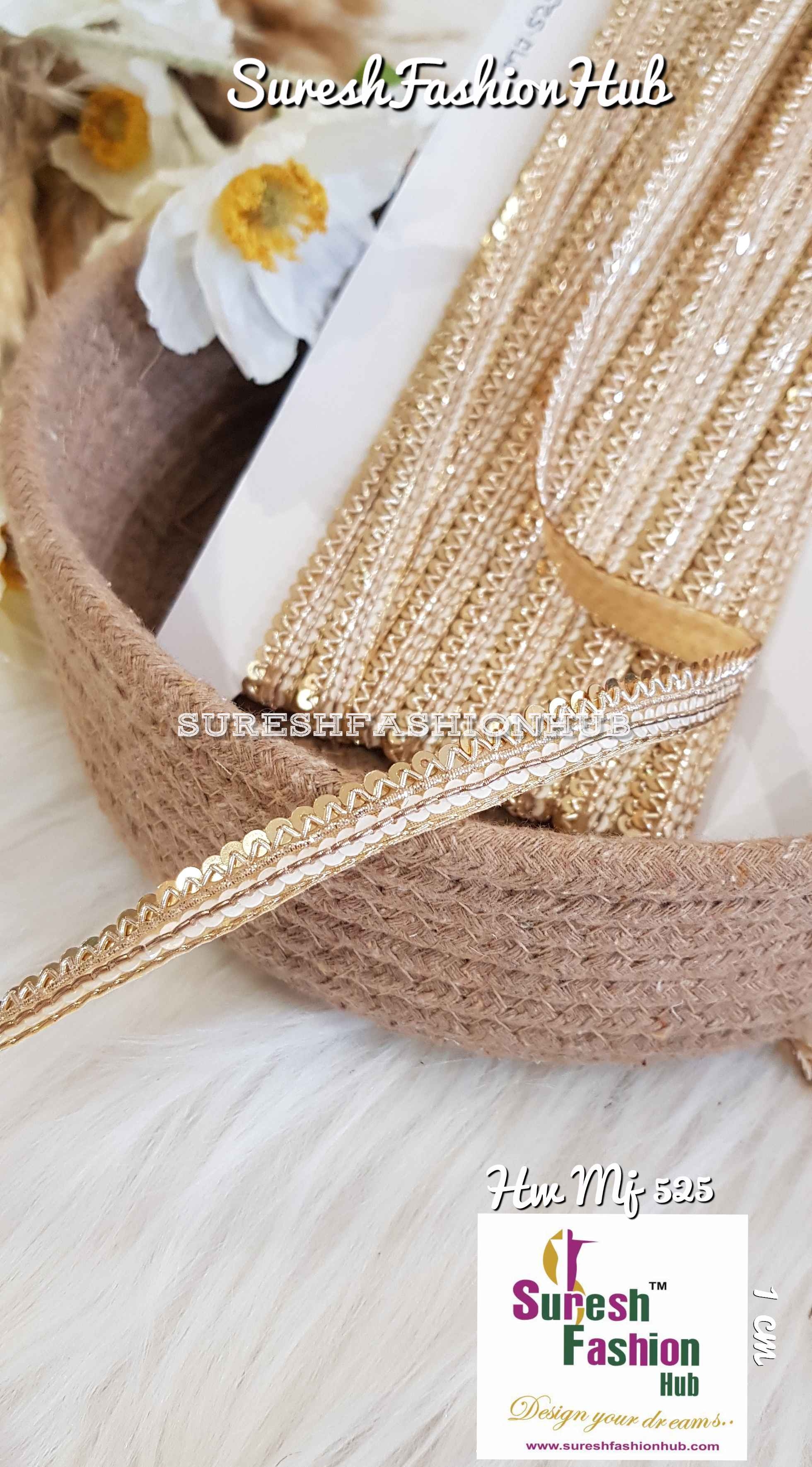 Handwork Real Mirrors Studded Golden Trim, Suresh Fashion Hub India