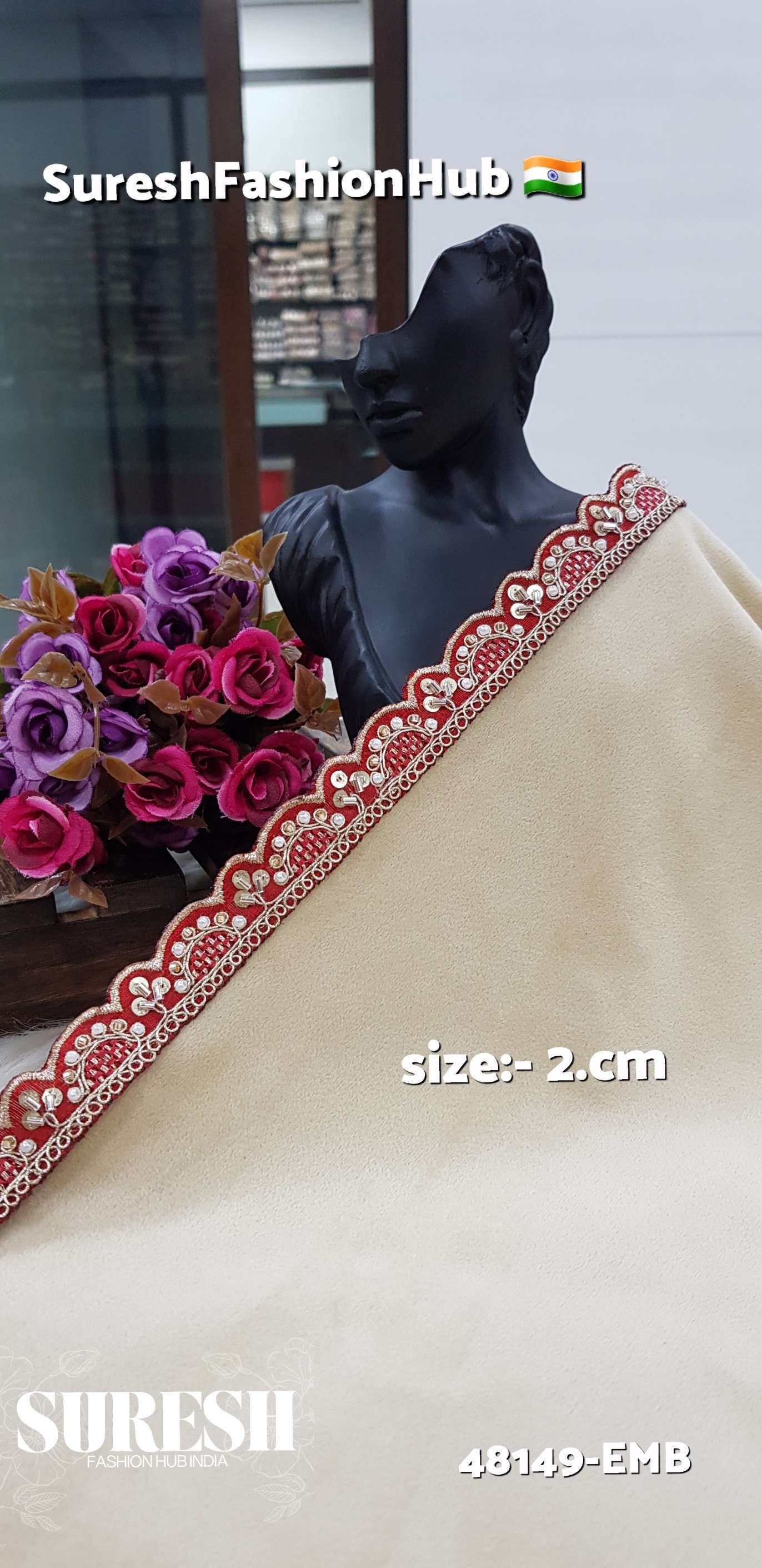 Maroon Royale Scallop Edge Lace