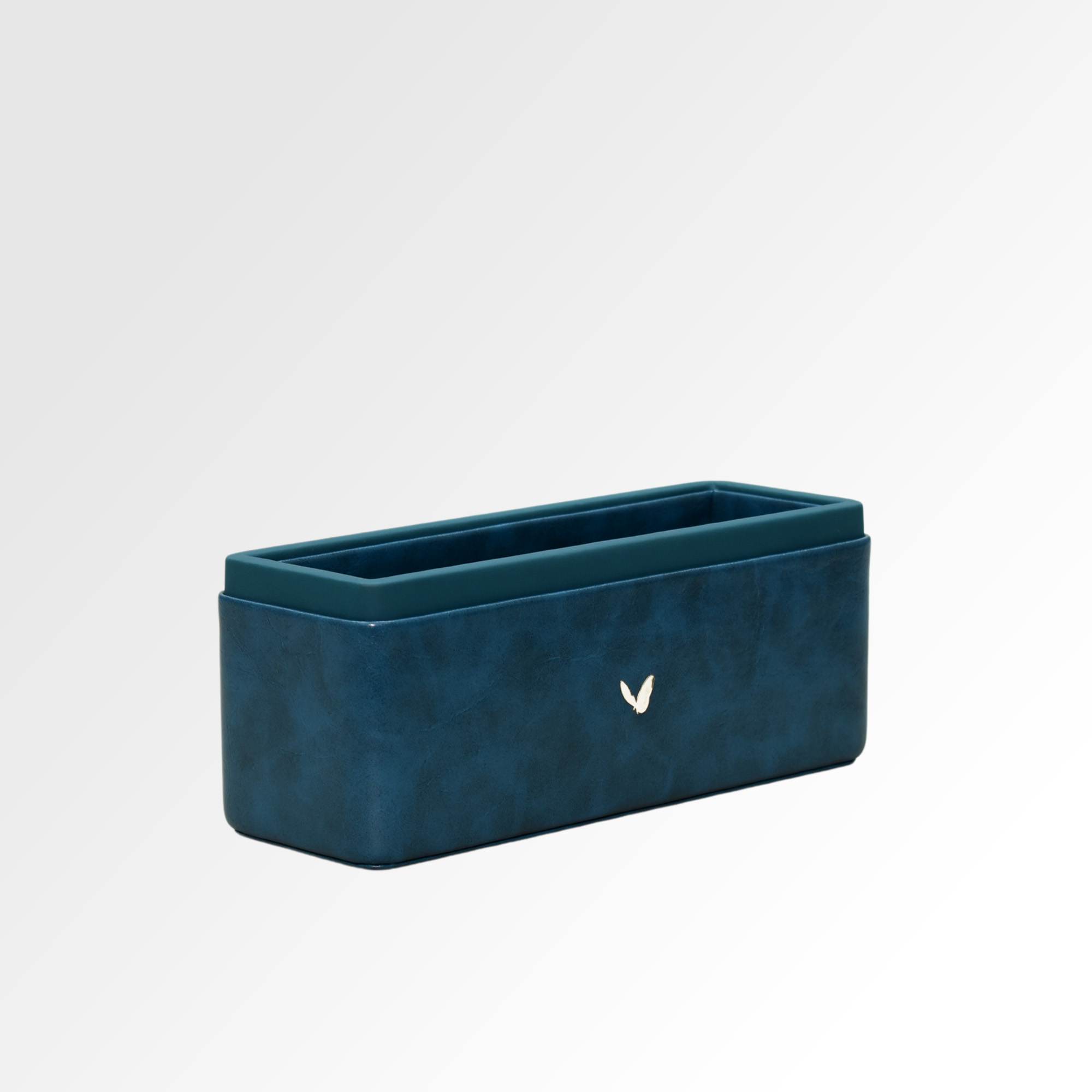 Pen/Pencil Holder | Faux Leather | Rectangular Large | Moderno | Blue