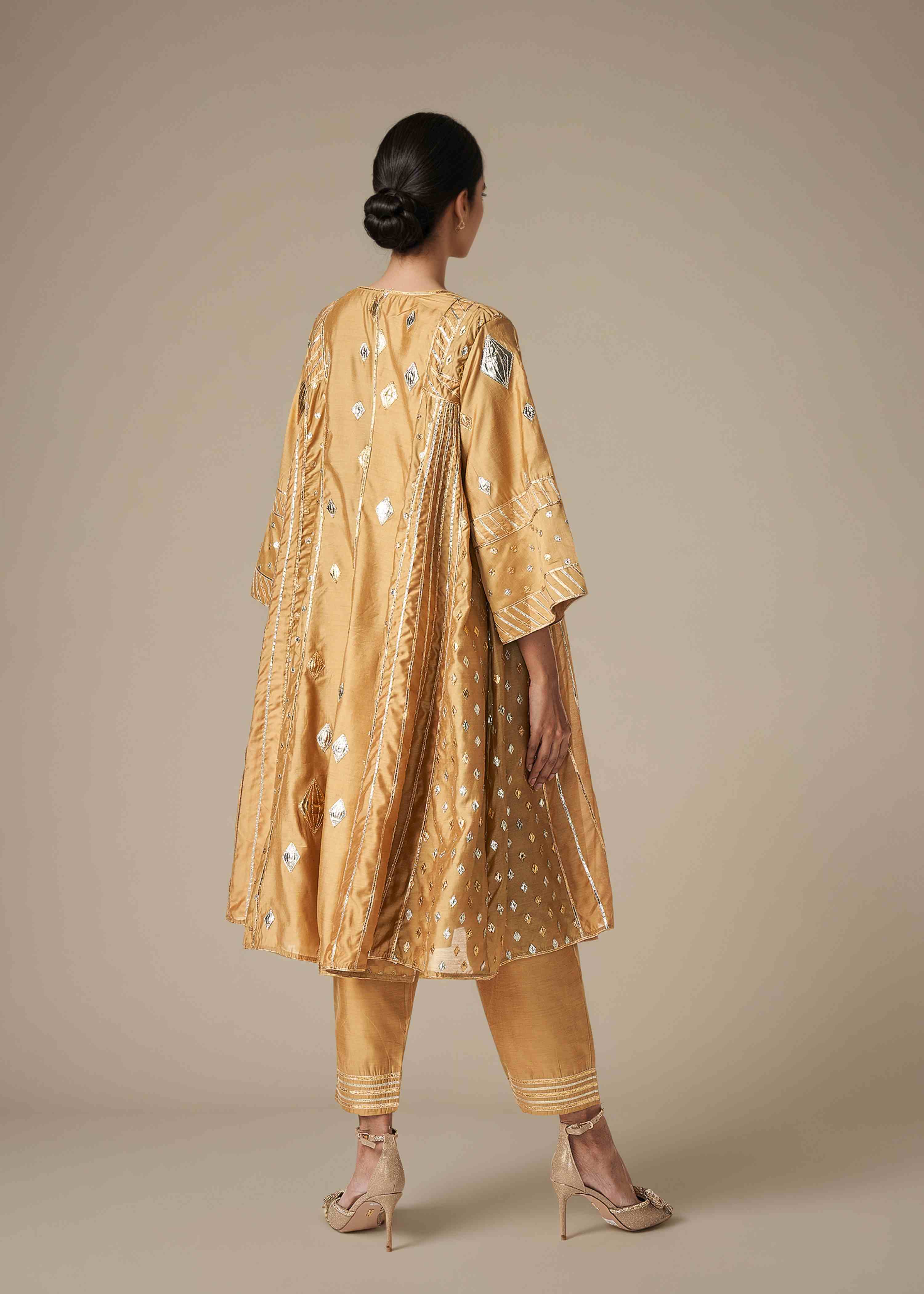 Beige Kali Kurta Set