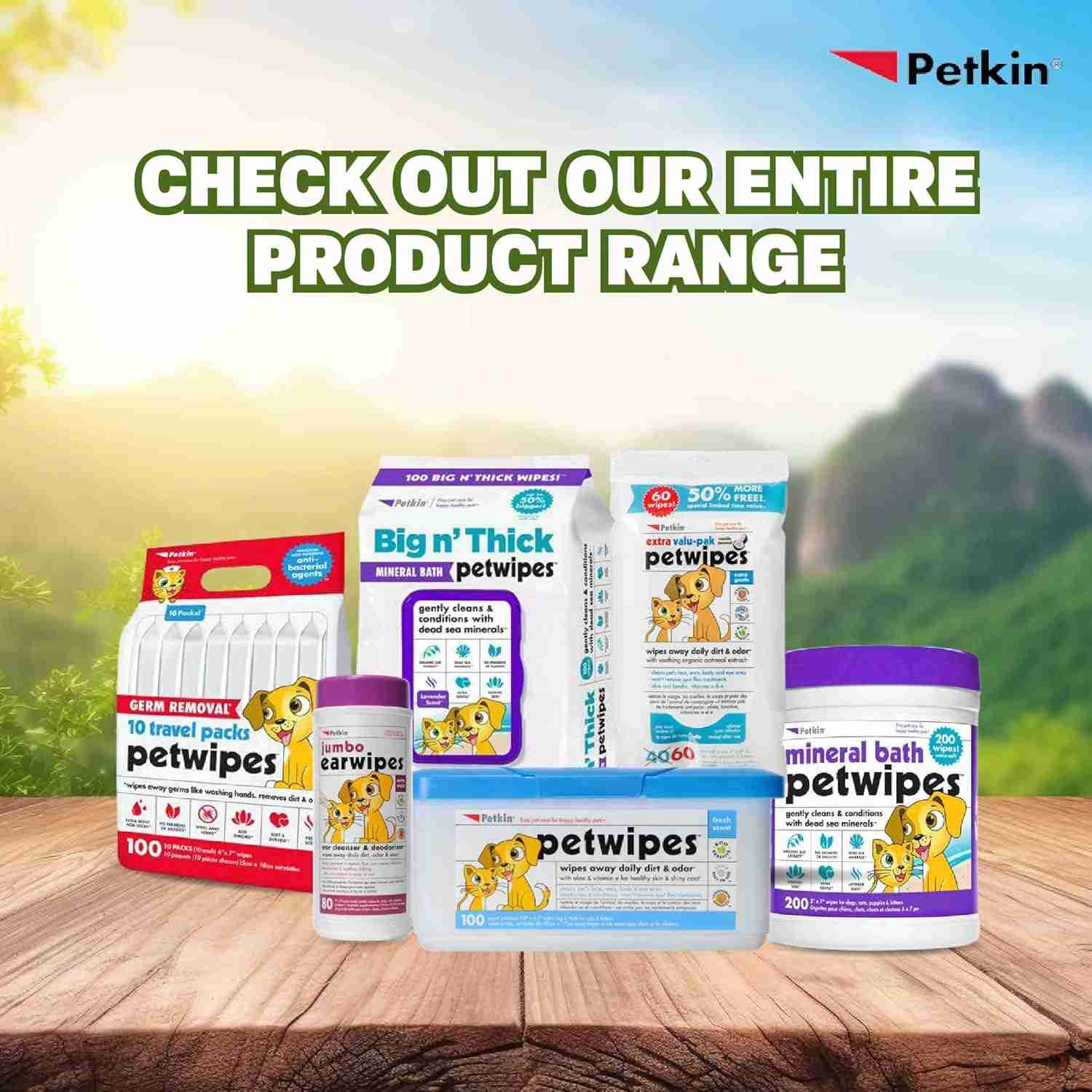 Petkin Big n' Thick Natural Pet wipes 100 Wipes