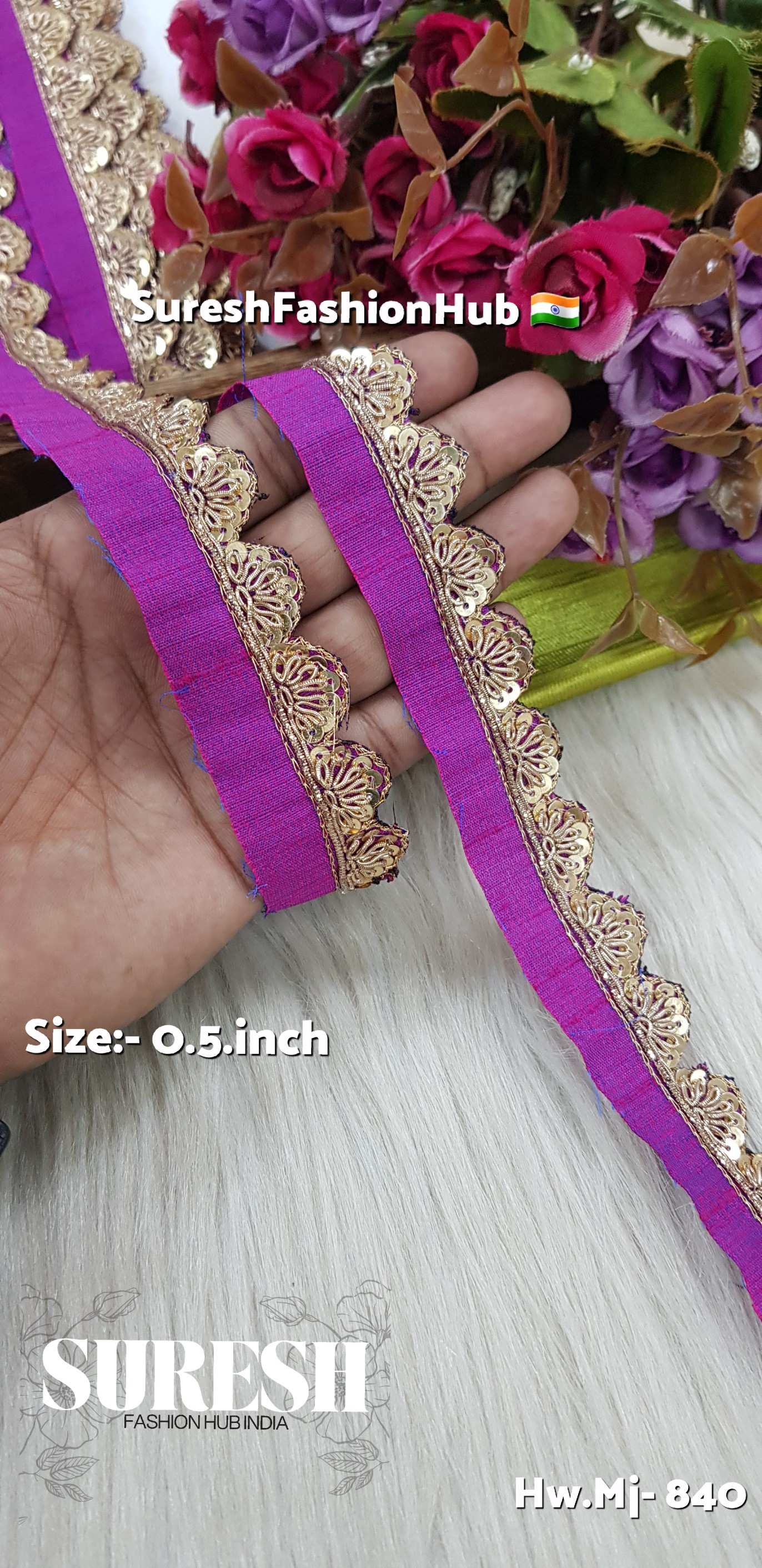 Purple Zardosi Scalloped Border – Mj-840