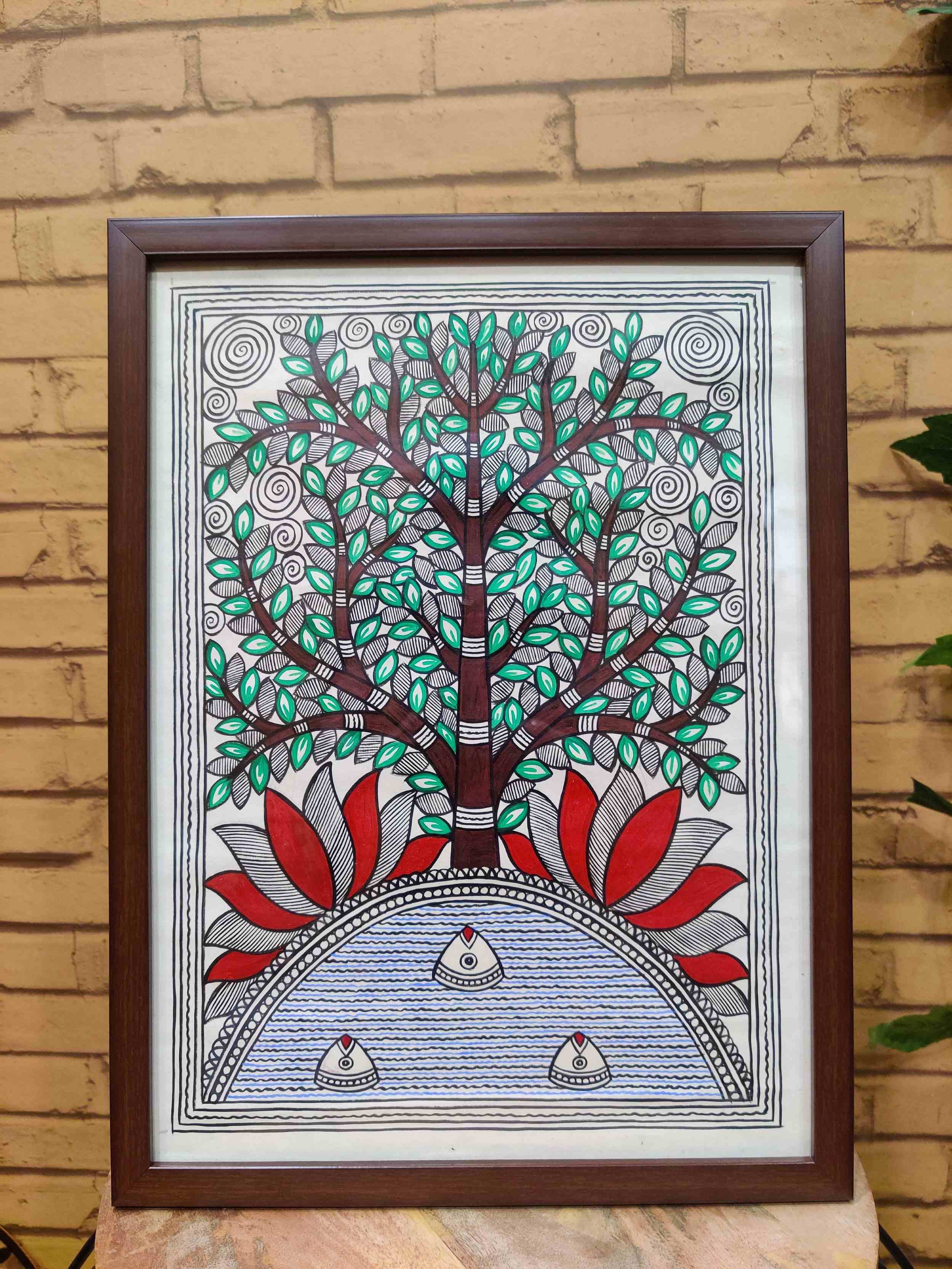 Handpainted Madhubani Art Wall Frame 16"x12"
