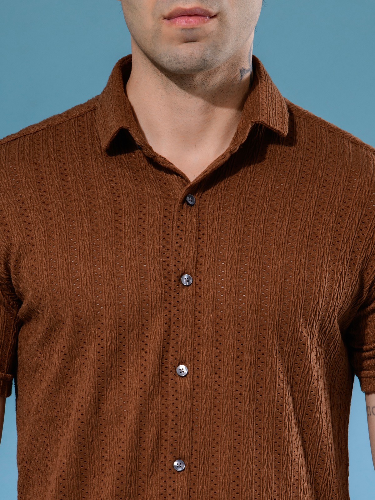 ALBION MENS OLDGARAGE 3 (BROWN) SHIRT