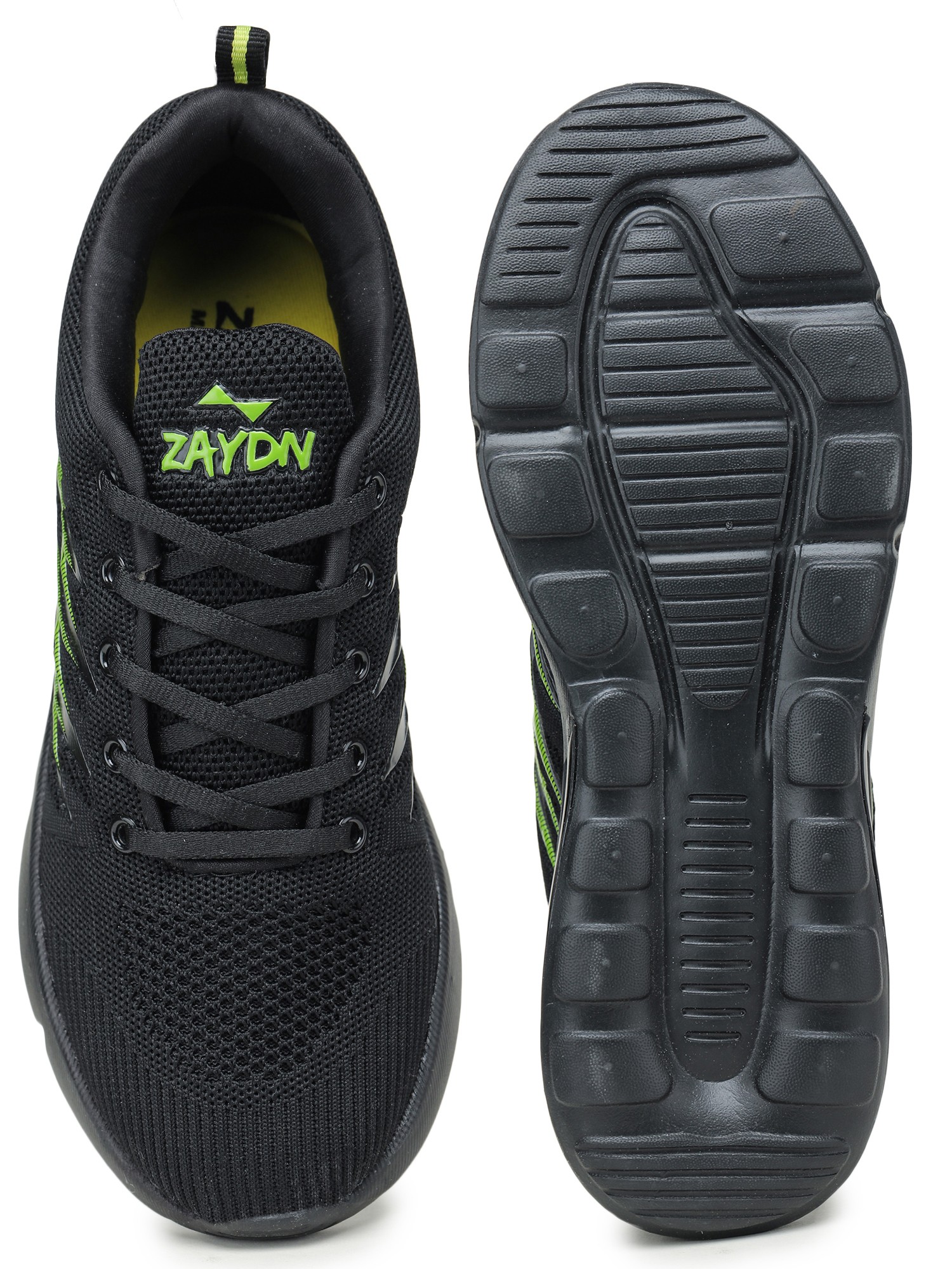 ZAYDN Running Shoes For Men (Black, Lime-Green)
