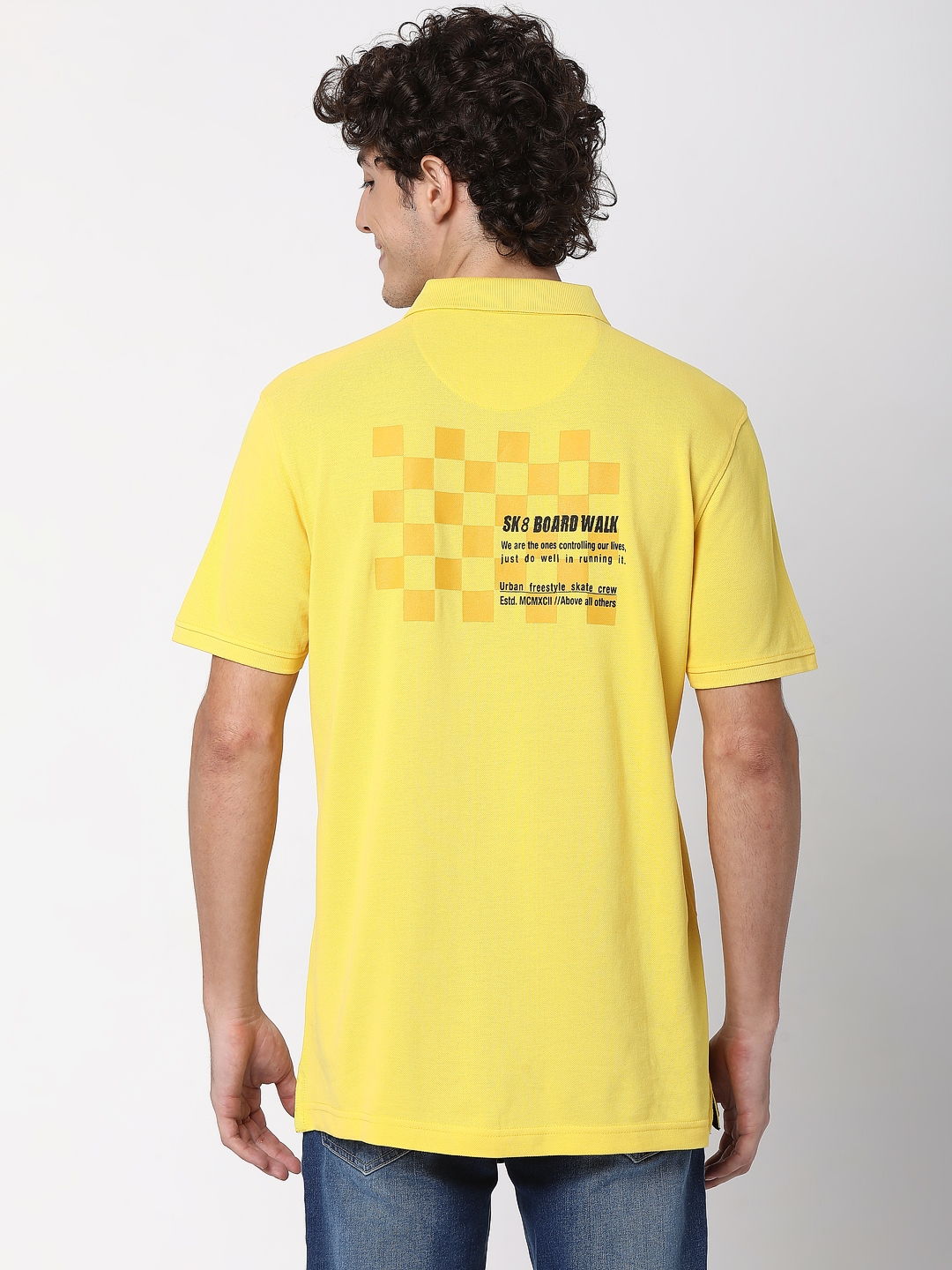 spykar | Spykar Yellow Cotton T-Shirts 3