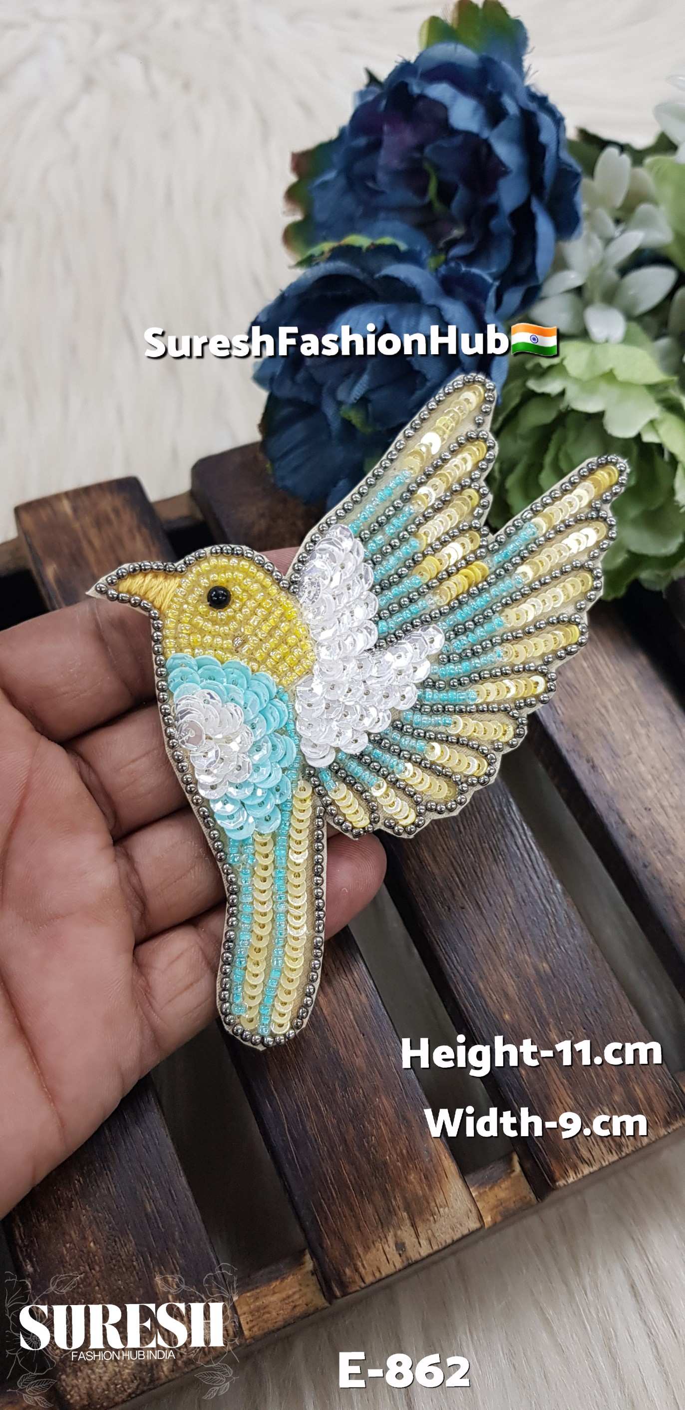 Left Side Facing Yellow + Sea Green Dove Patch