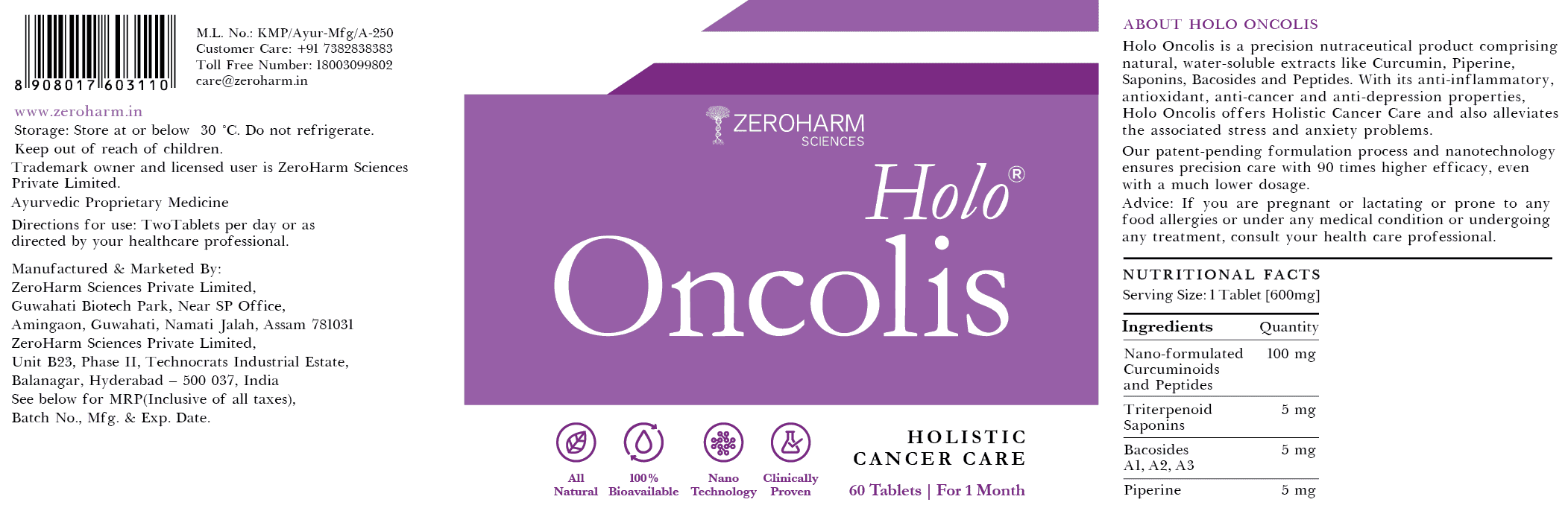 Zeroharm | Holo Oncolis | 60 Tab