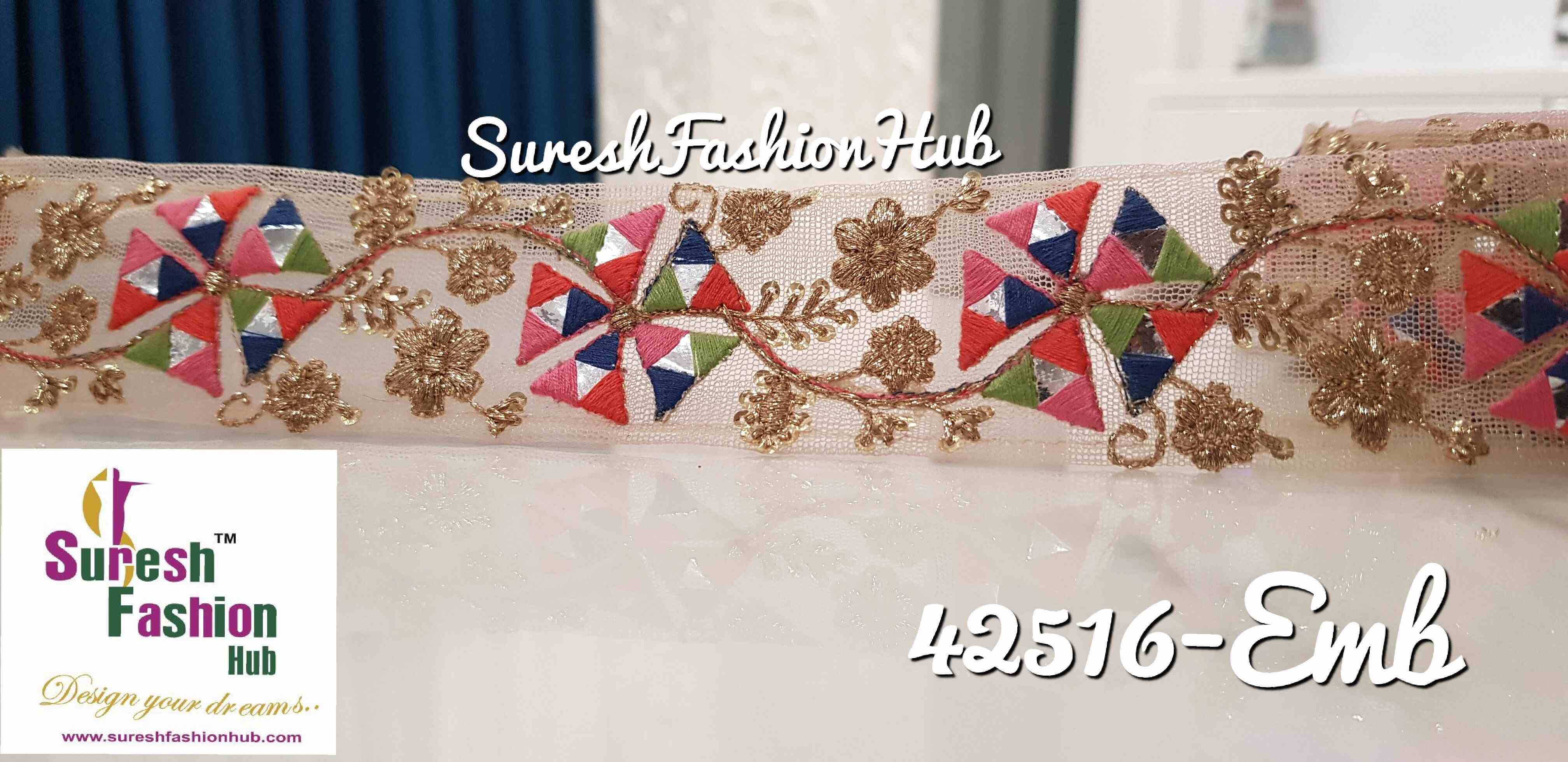 Multicolor Zari Mirage Mirror Embroidered designer Trim